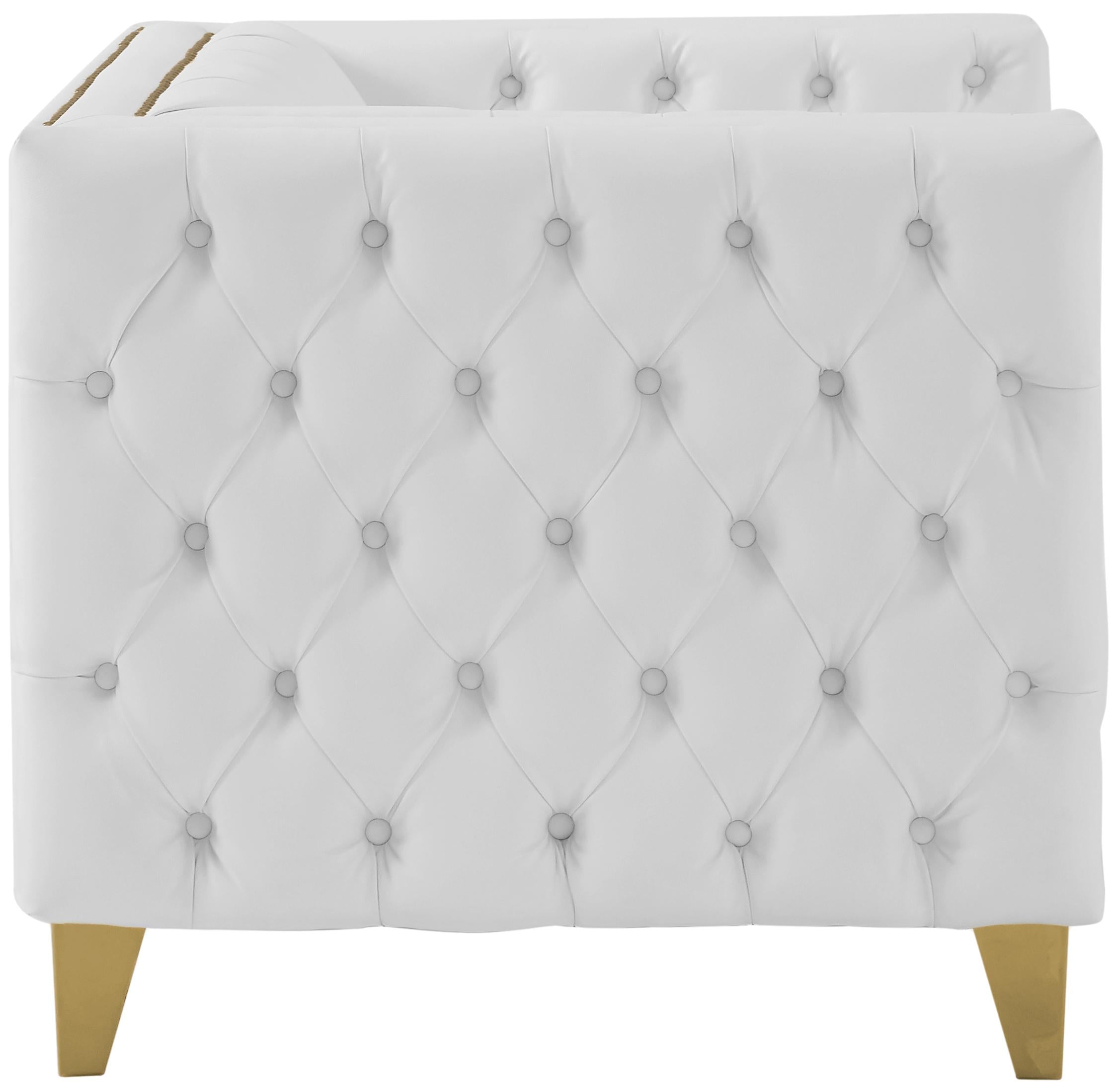 Michelle White Faux Leather Chair - Luxury Home Furniture (MI)