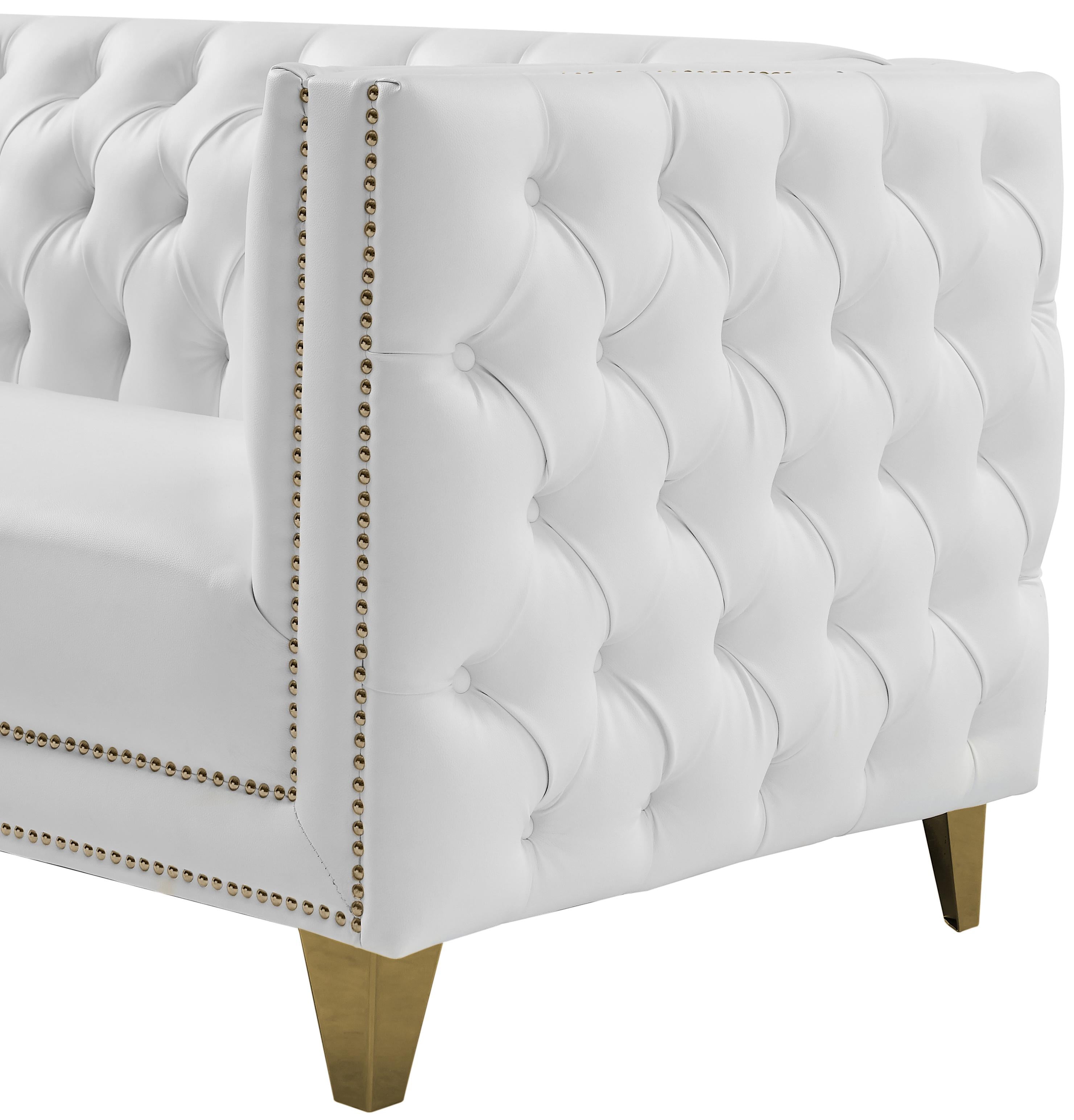 Michelle White Faux Leather Chair - Luxury Home Furniture (MI)
