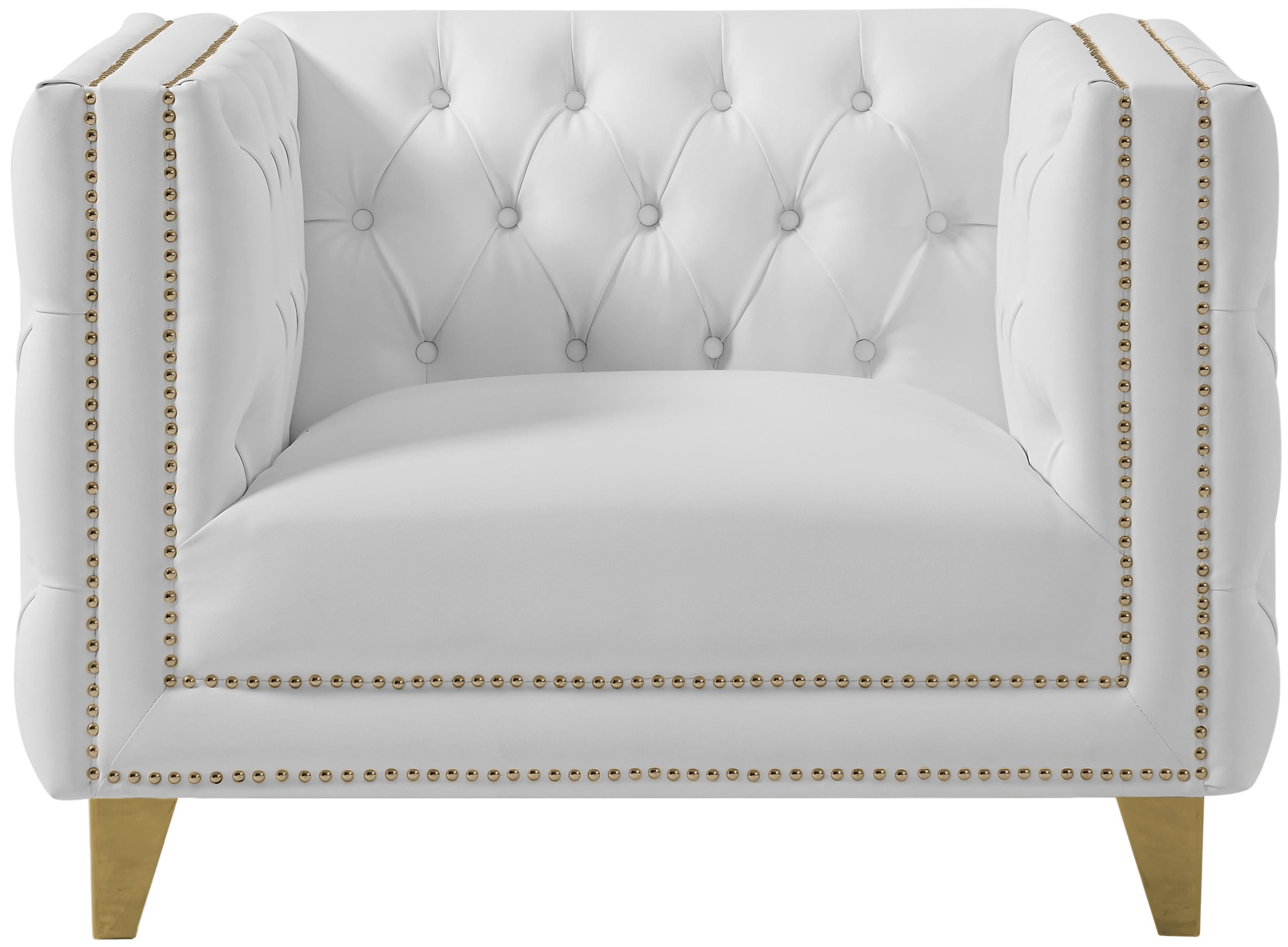 Michelle White Faux Leather Chair - Luxury Home Furniture (MI)