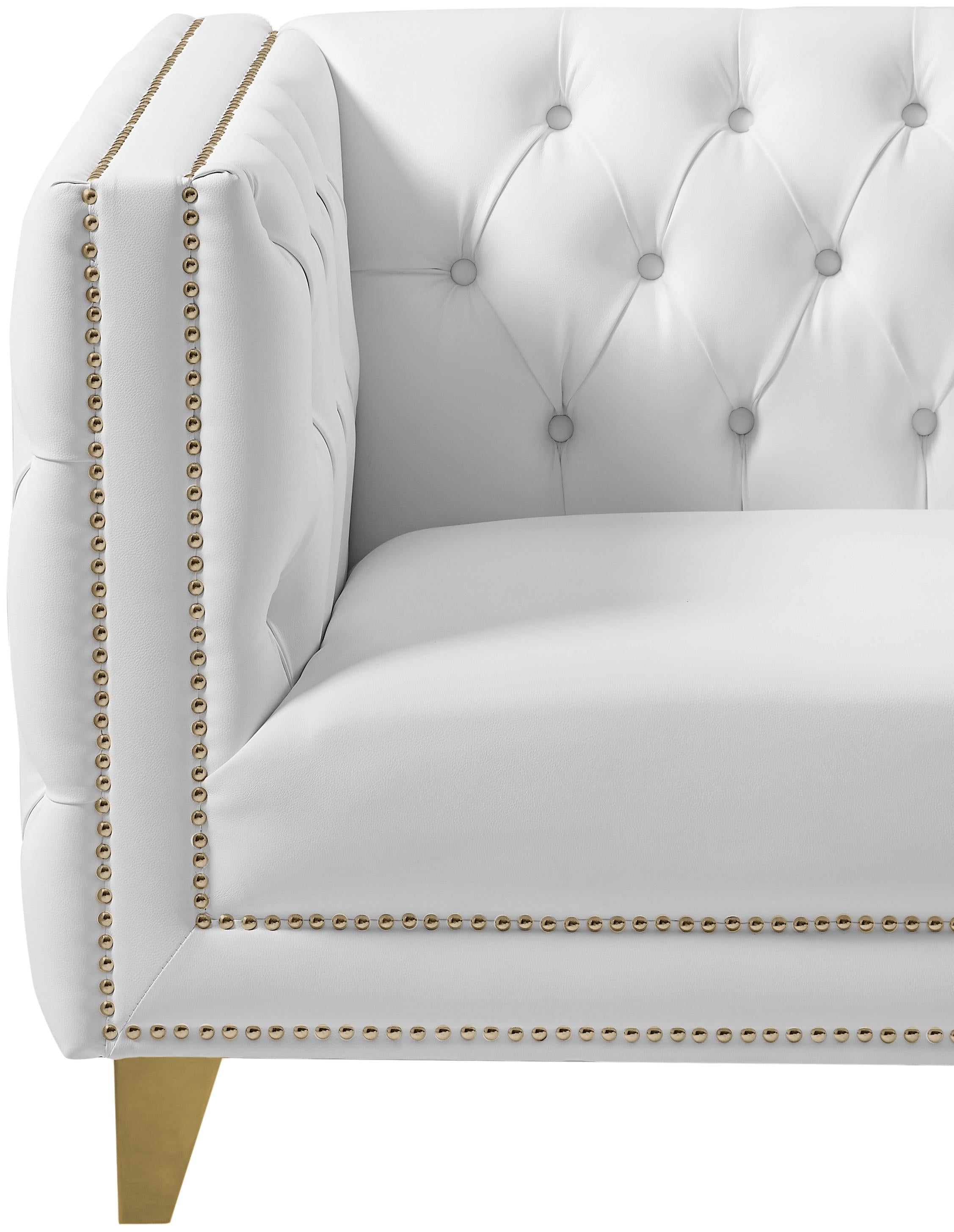 Michelle White Faux Leather Chair - Luxury Home Furniture (MI)