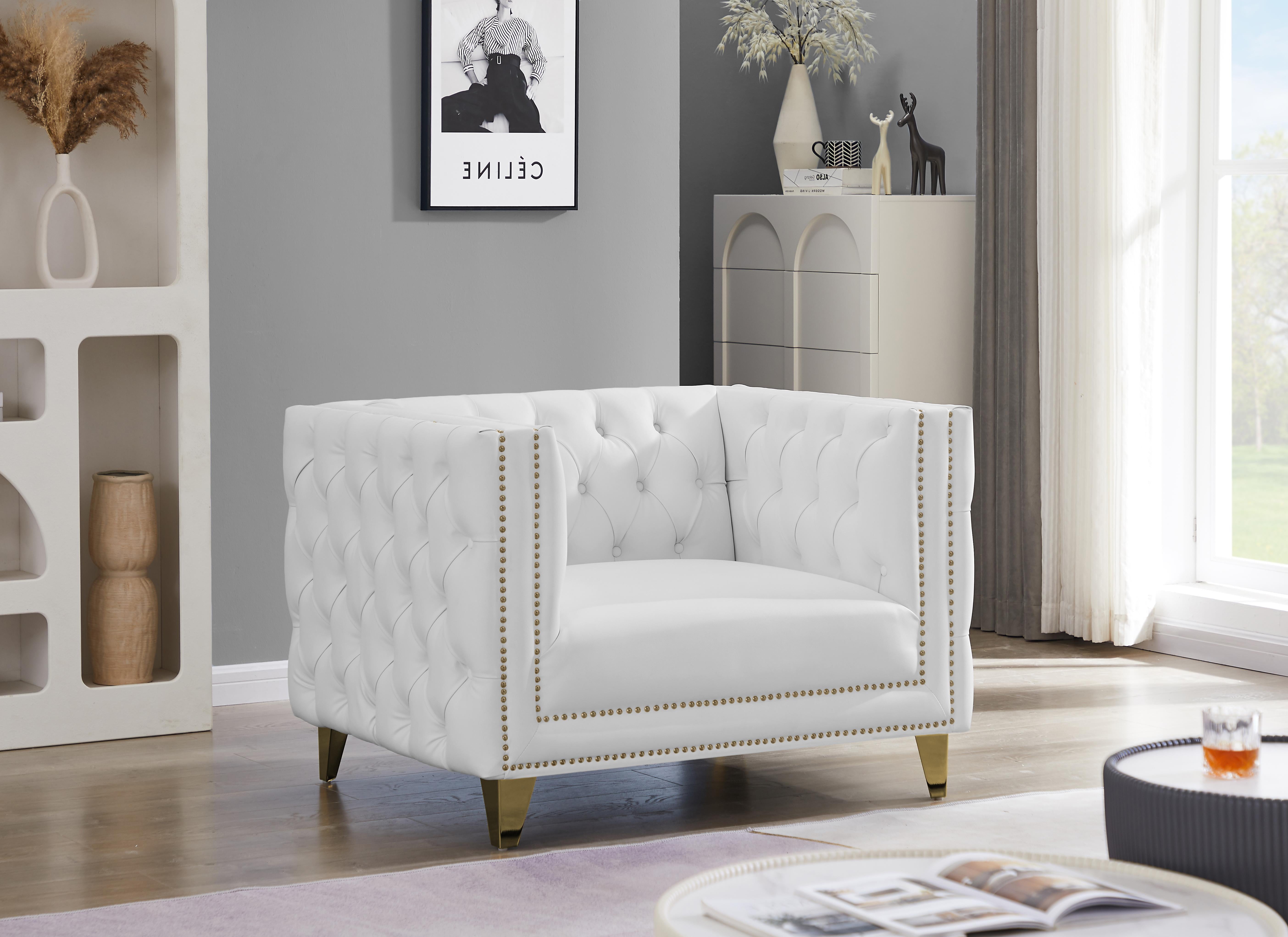 Michelle White Faux Leather Chair - Luxury Home Furniture (MI)