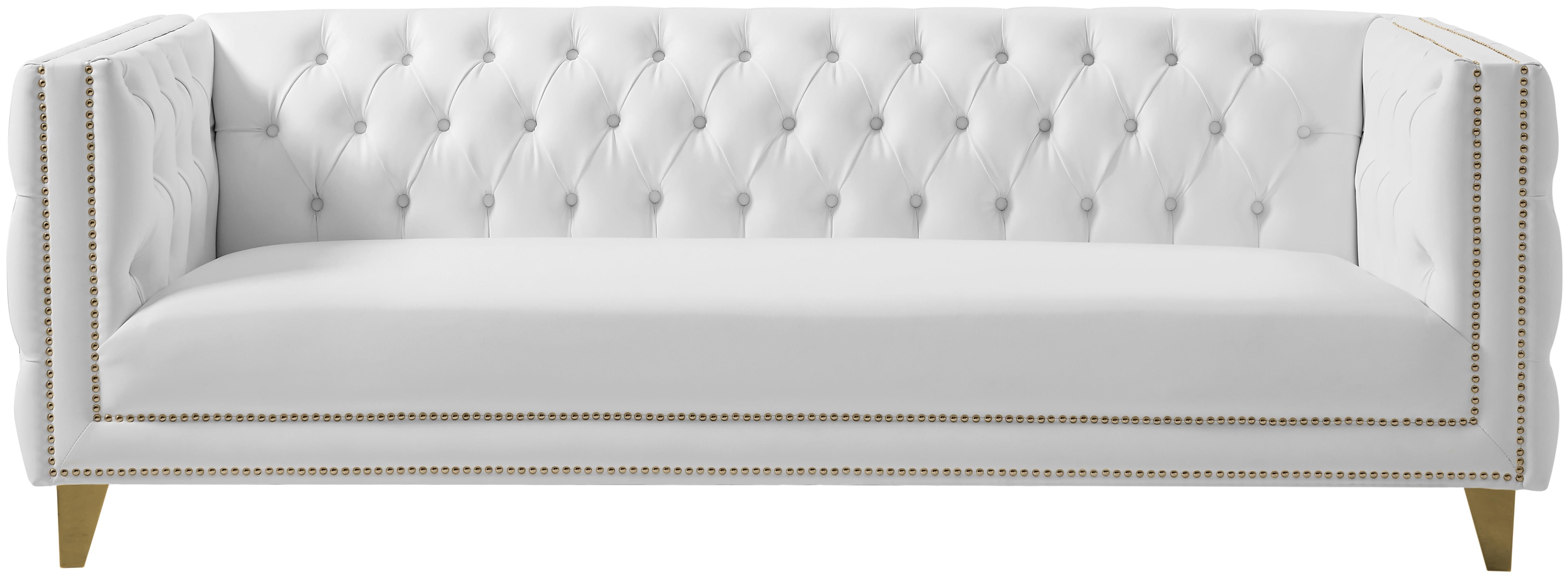 Michelle White Faux Leather Sofa - Luxury Home Furniture (MI)