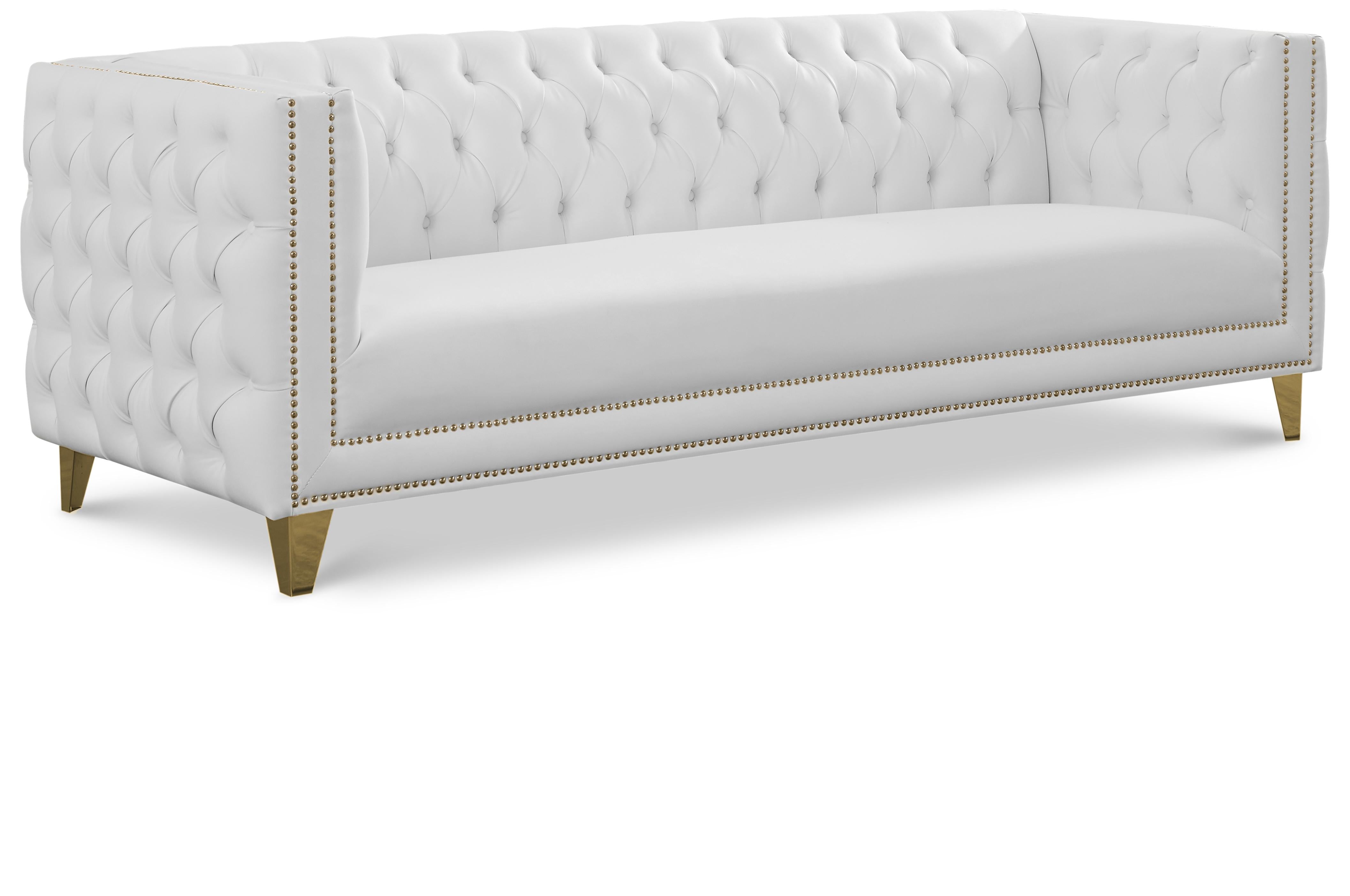 Michelle White Faux Leather Sofa - Luxury Home Furniture (MI)