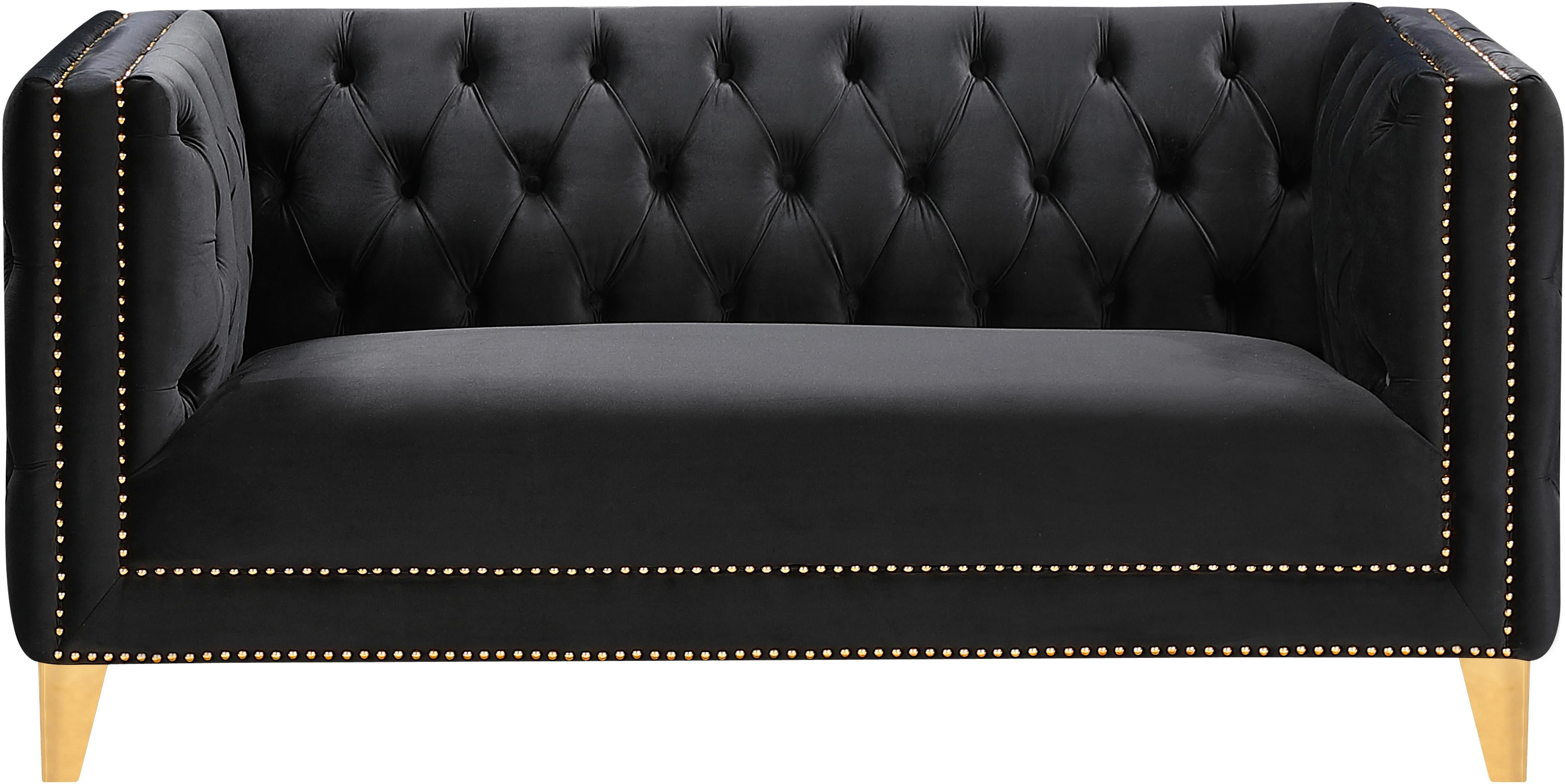 Michelle Black Velvet Loveseat - Luxury Home Furniture (MI)