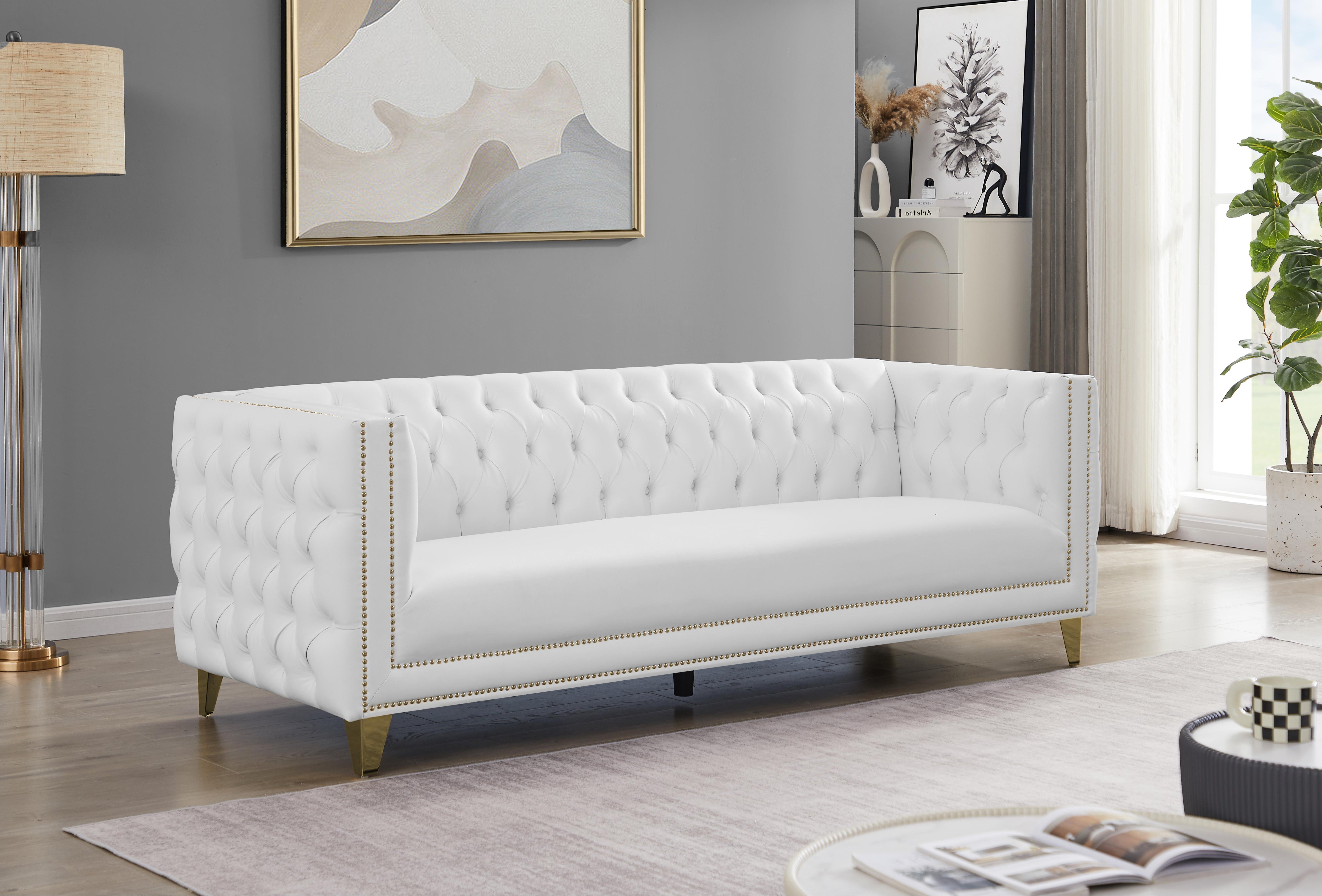 Michelle White Faux Leather Sofa - Luxury Home Furniture (MI)