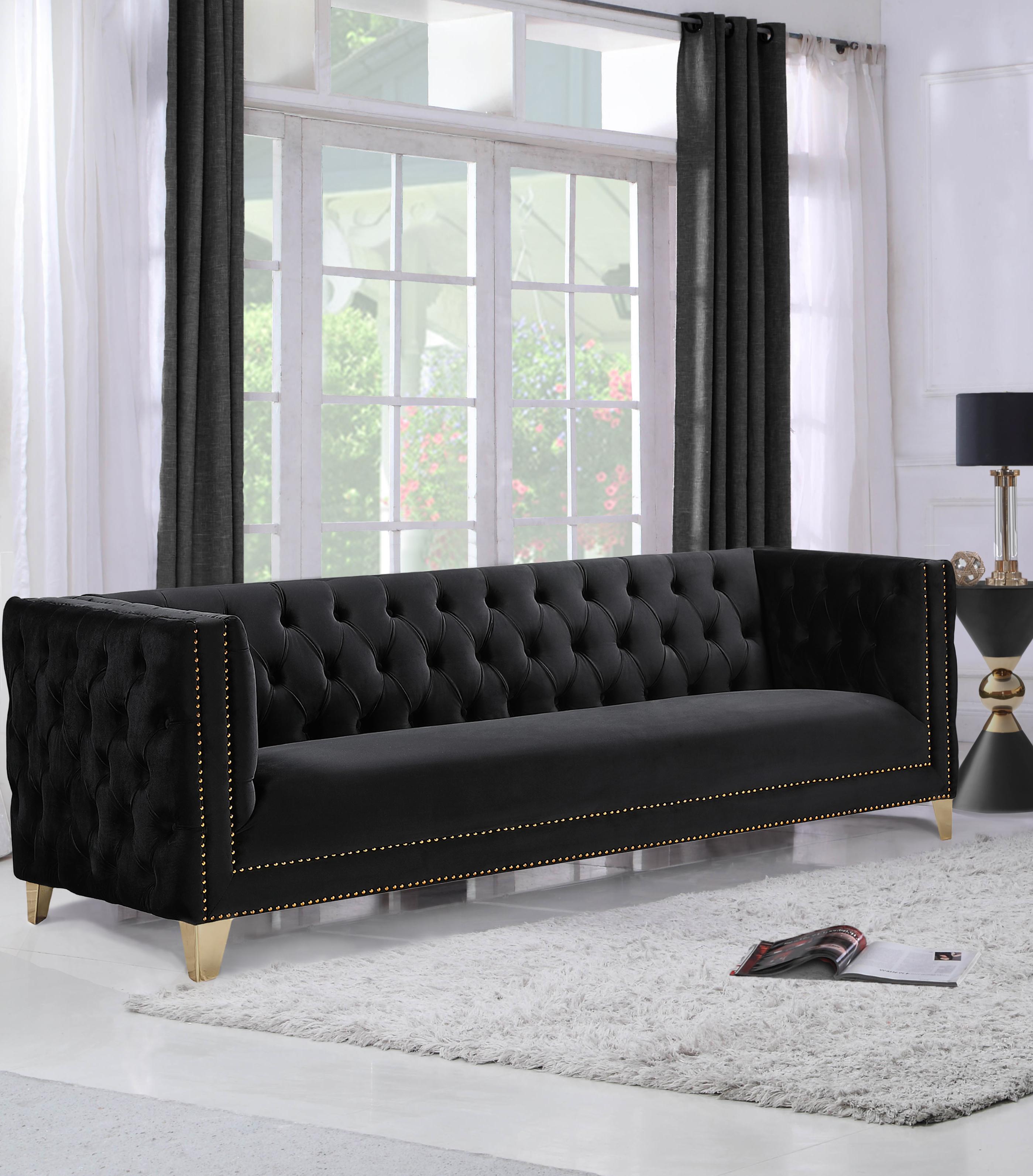Michelle Black Velvet Sofa - Luxury Home Furniture (MI)