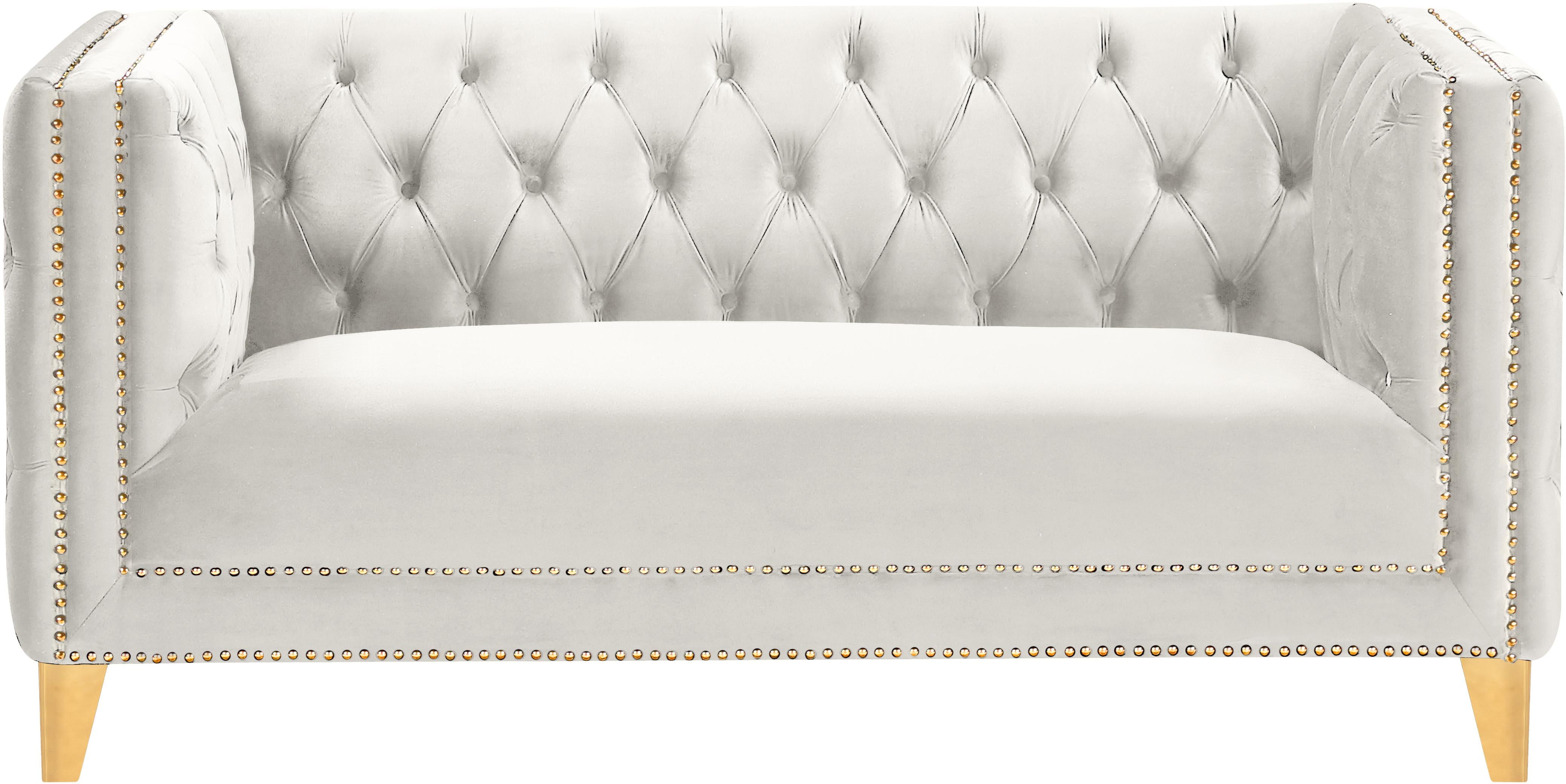 Michelle Cream Velvet Loveseat - Luxury Home Furniture (MI)