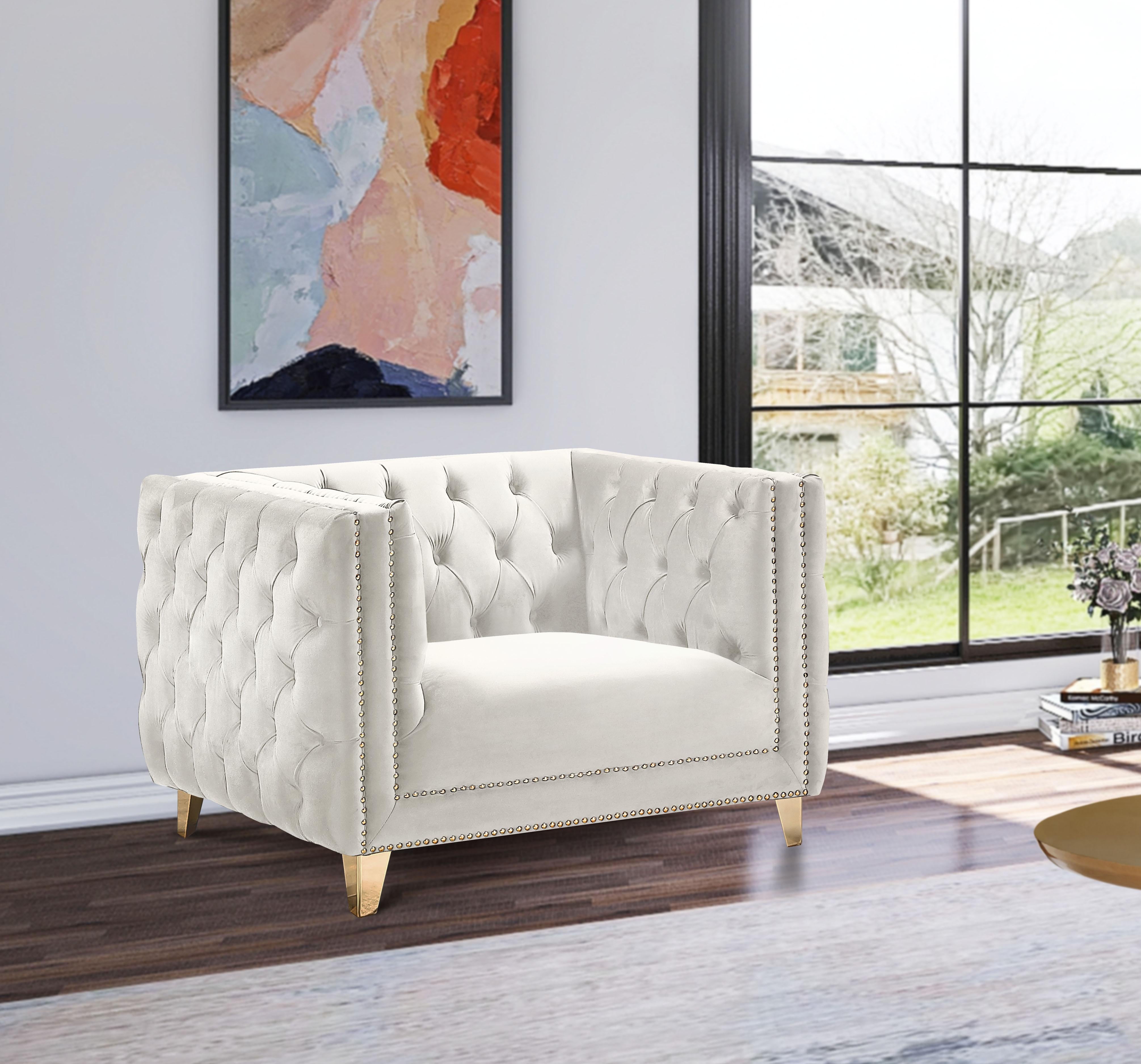 Michelle Cream Velvet Chair - Luxury Home Furniture (MI)