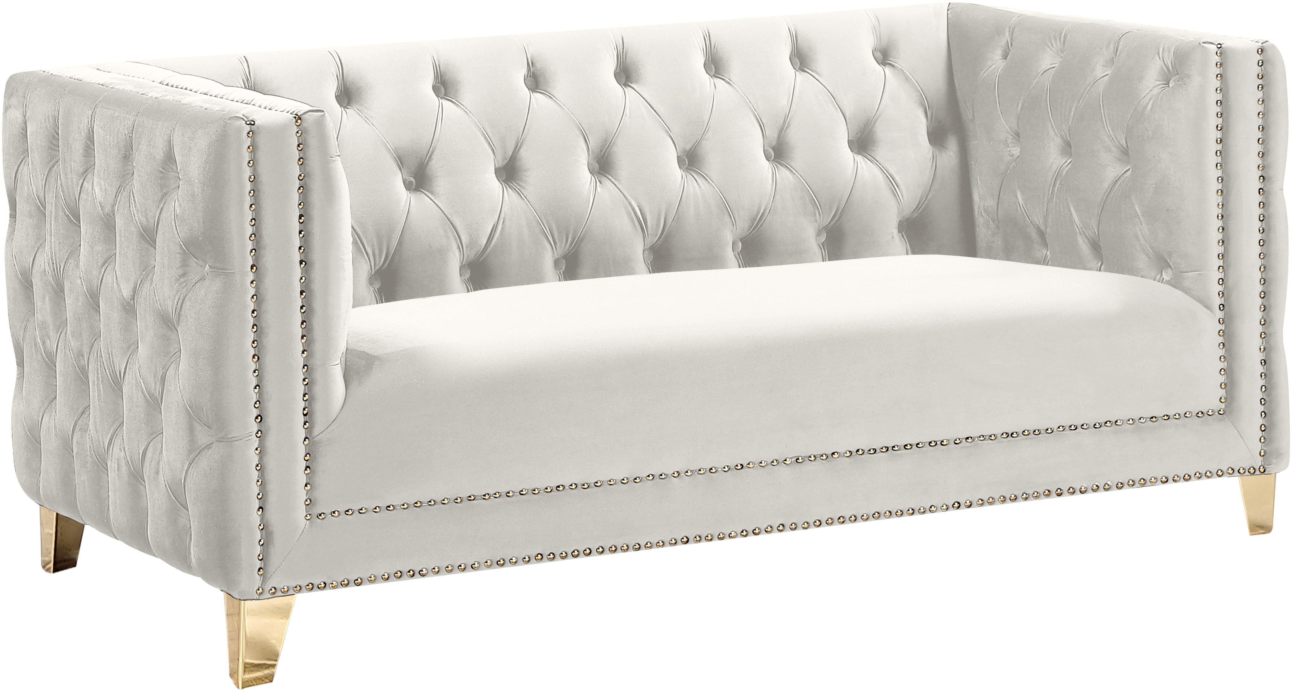 Michelle Cream Velvet Loveseat - Luxury Home Furniture (MI)