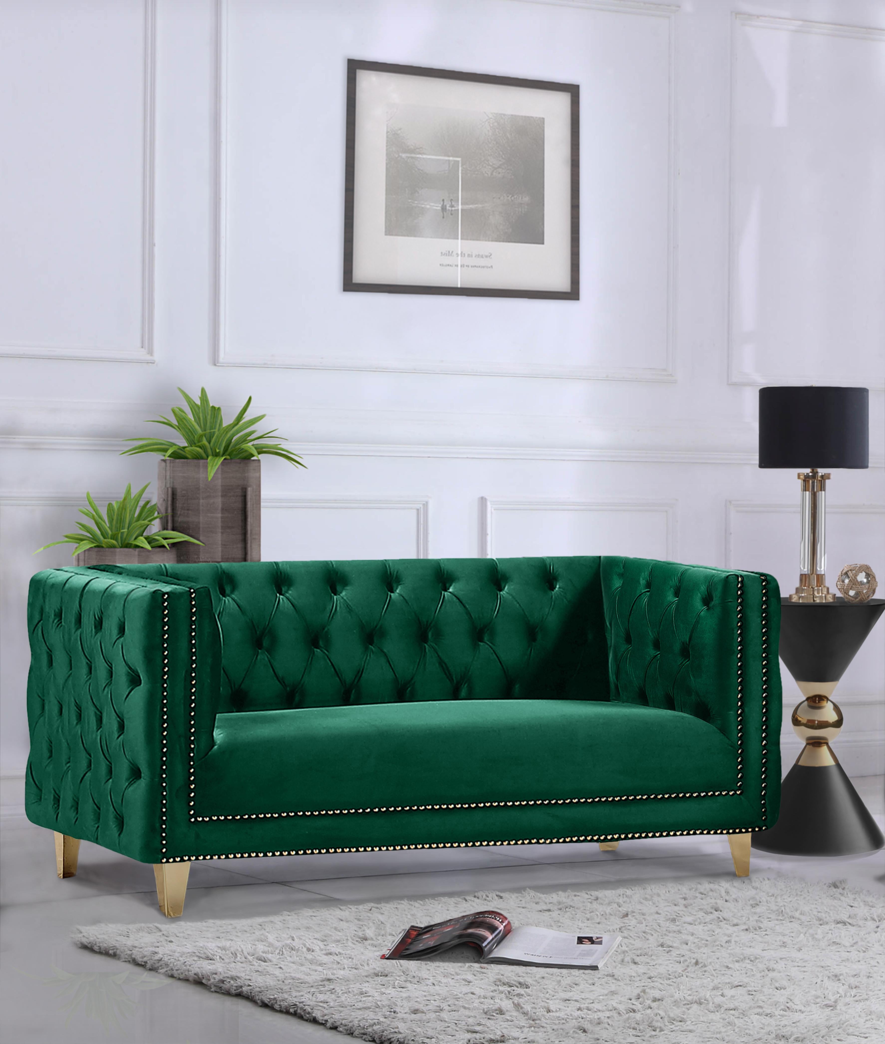 Michelle Green Velvet Loveseat - Luxury Home Furniture (MI)