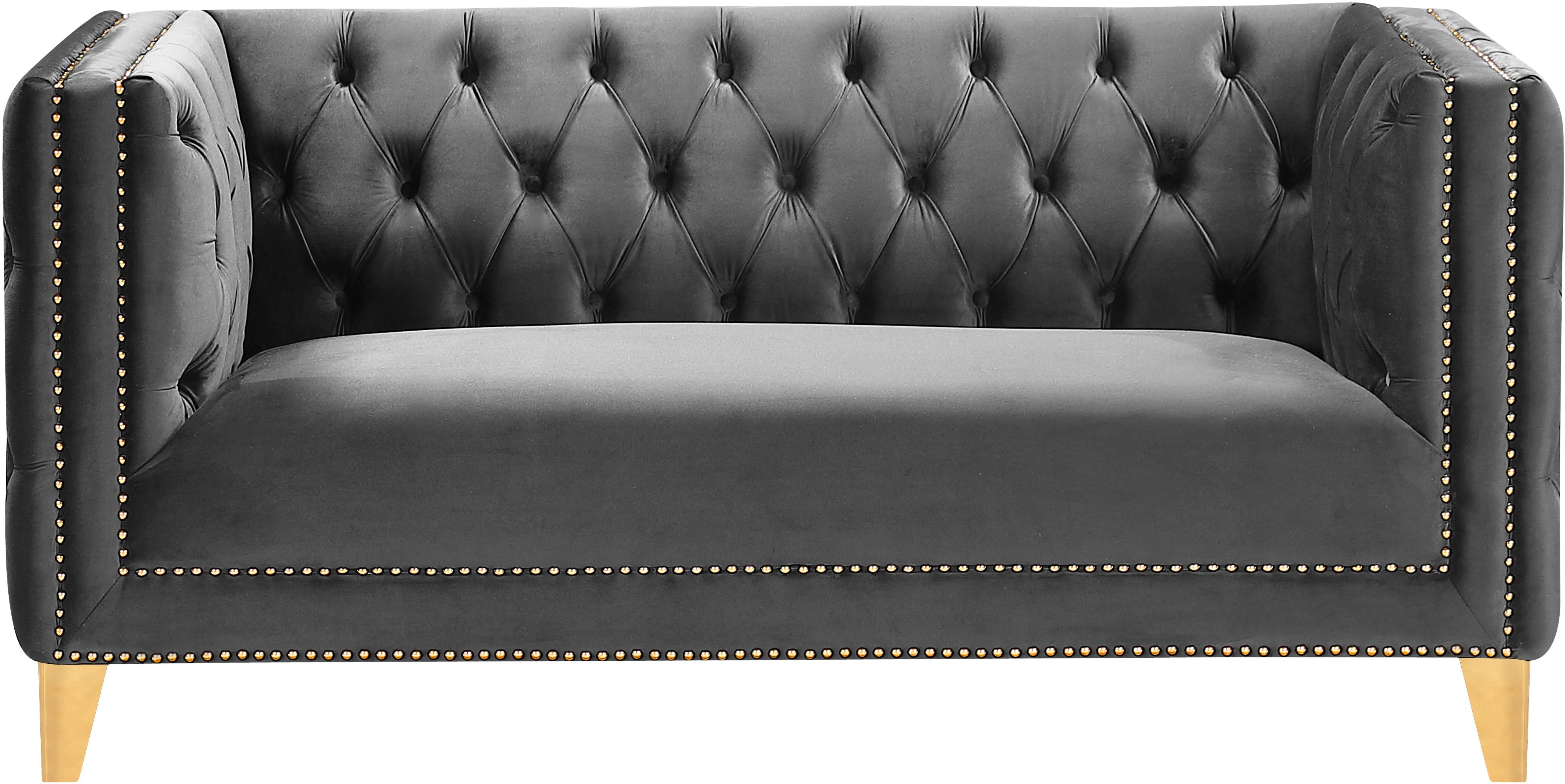 Michelle Grey Velvet Loveseat - Luxury Home Furniture (MI)