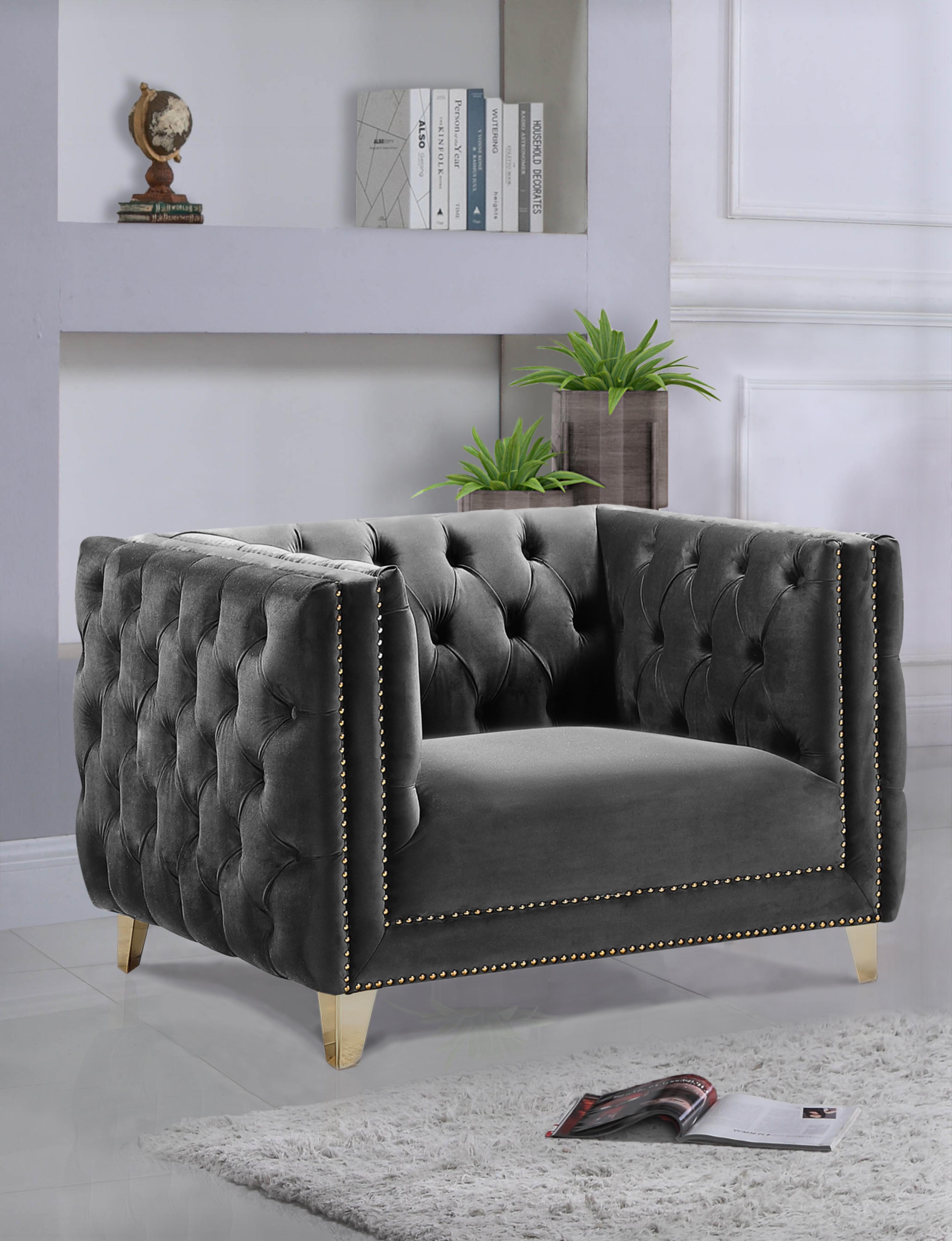 Michelle Grey Velvet Chair - Luxury Home Furniture (MI)