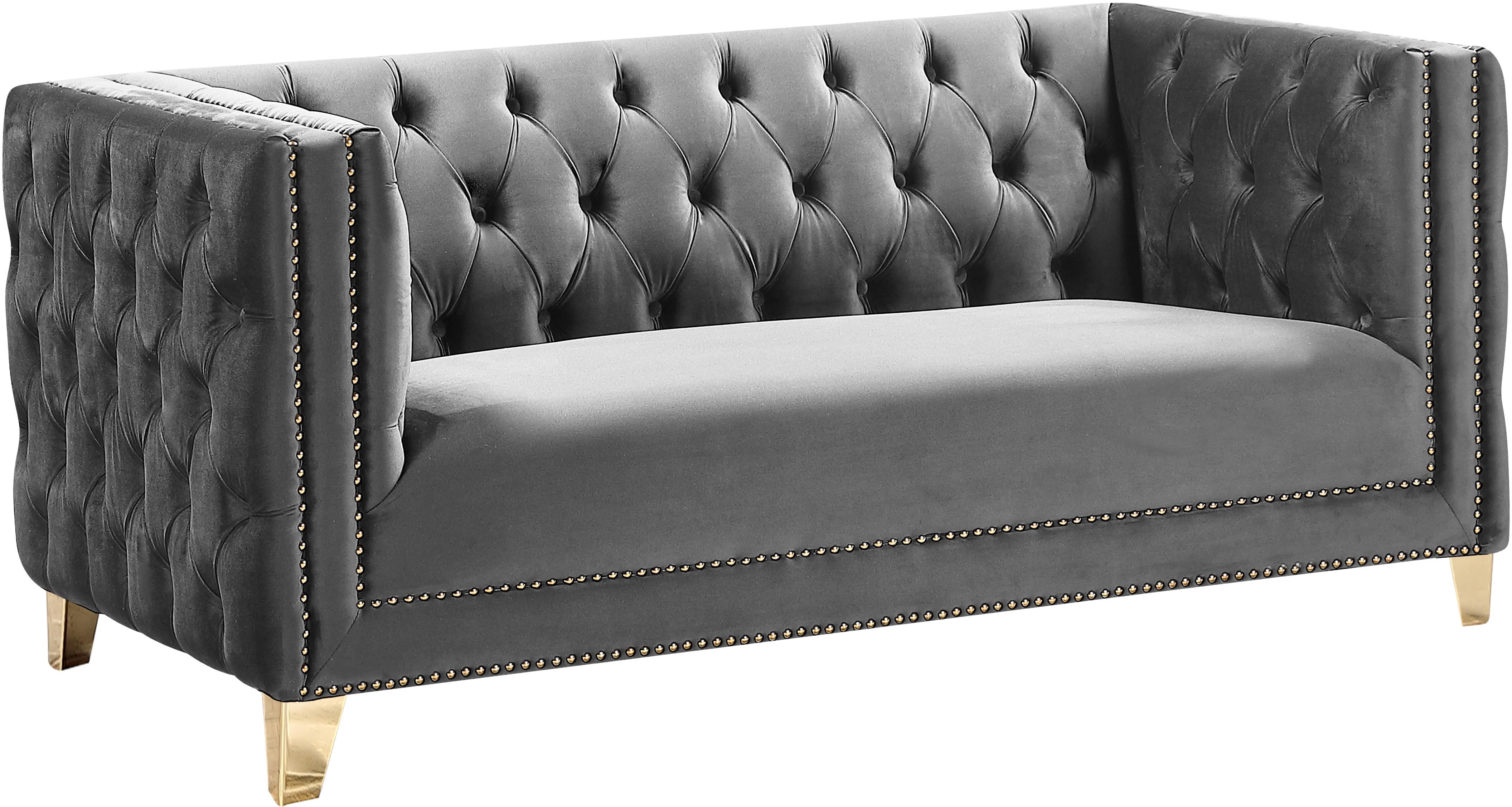 Michelle Grey Velvet Loveseat - Luxury Home Furniture (MI)