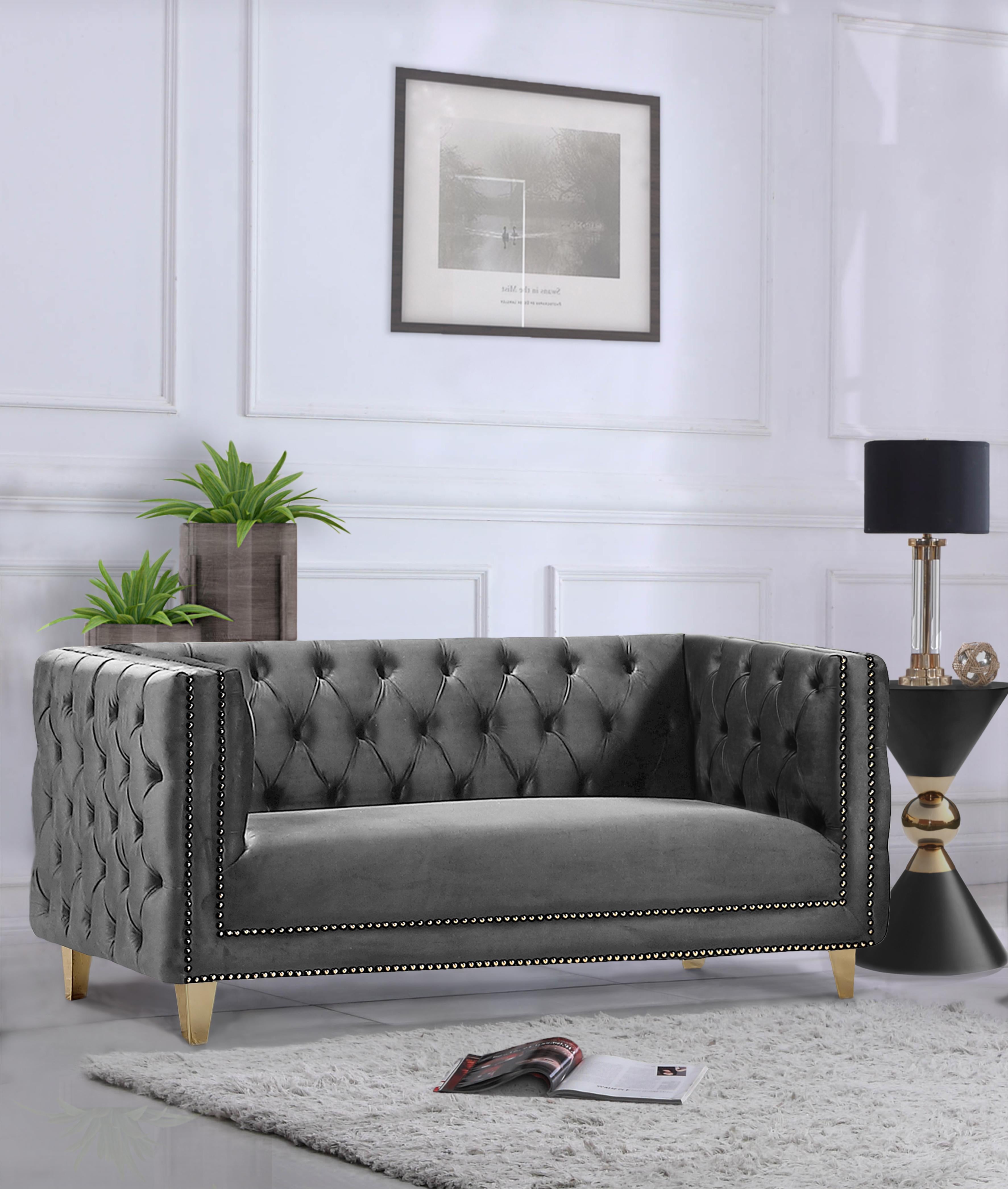 Michelle Grey Velvet Loveseat - Luxury Home Furniture (MI)