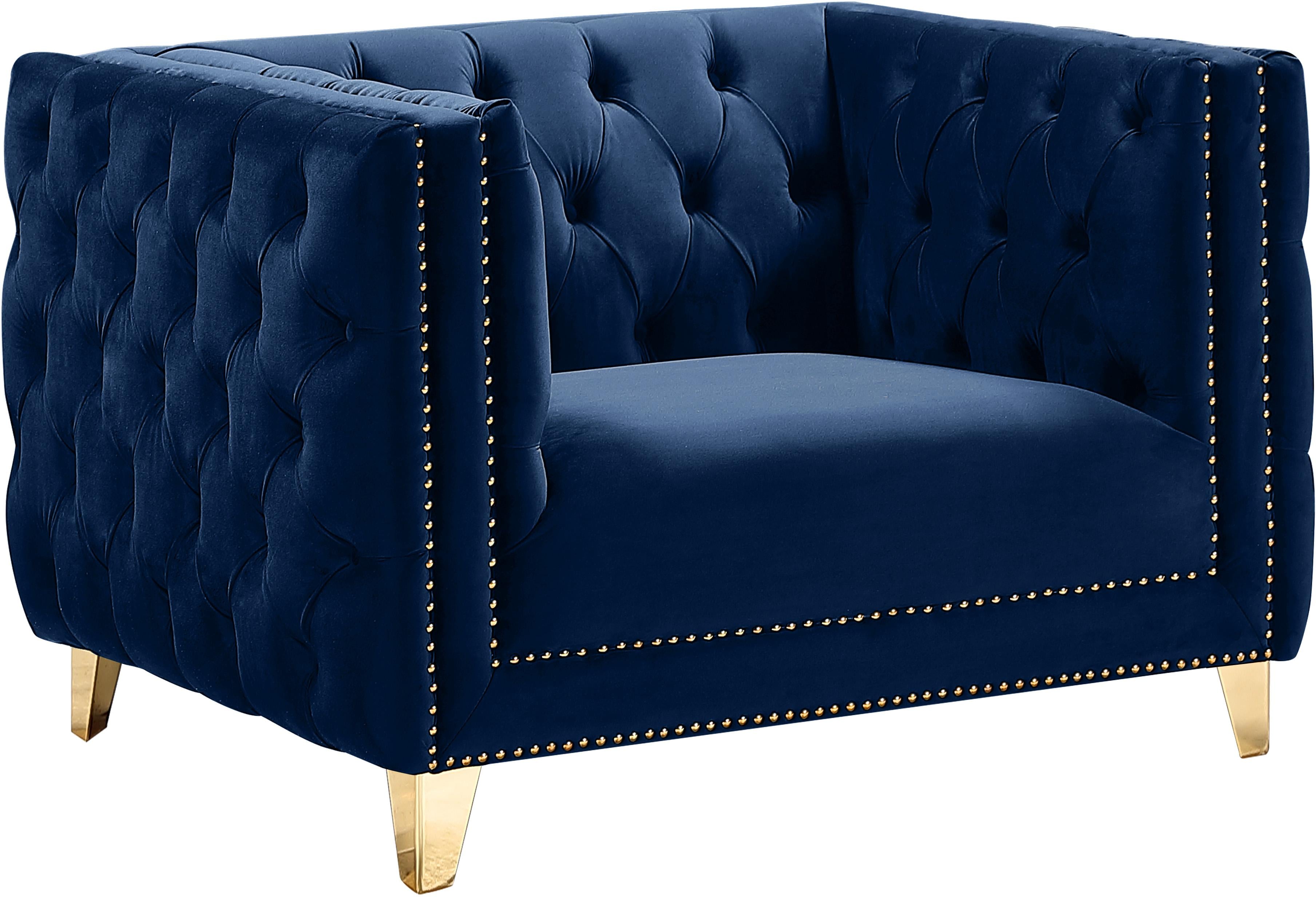 Michelle Navy Velvet Chair - Luxury Home Furniture (MI)