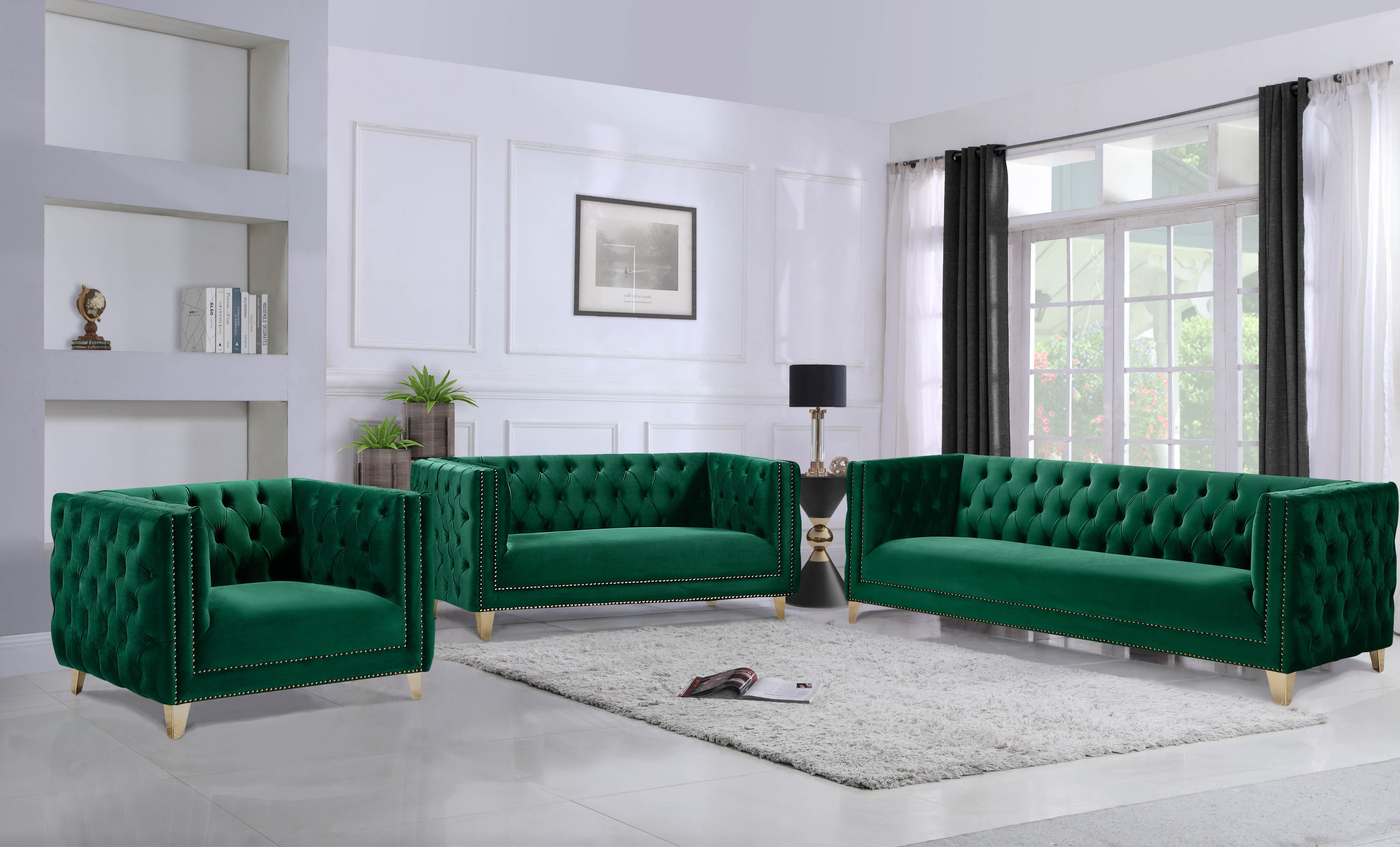Michelle Green Velvet Sofa - Luxury Home Furniture (MI)