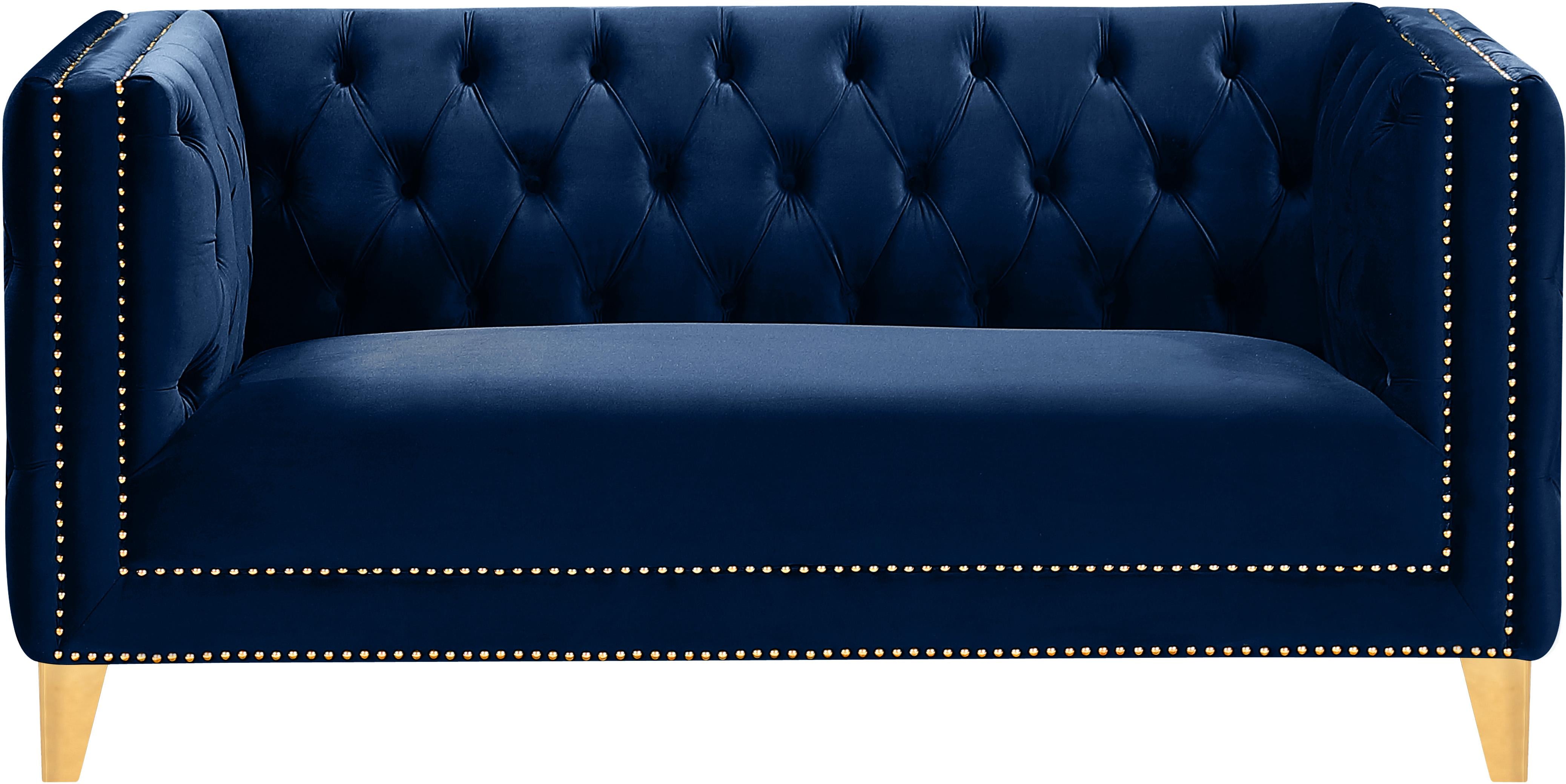 Michelle Navy Velvet Loveseat - Luxury Home Furniture (MI)