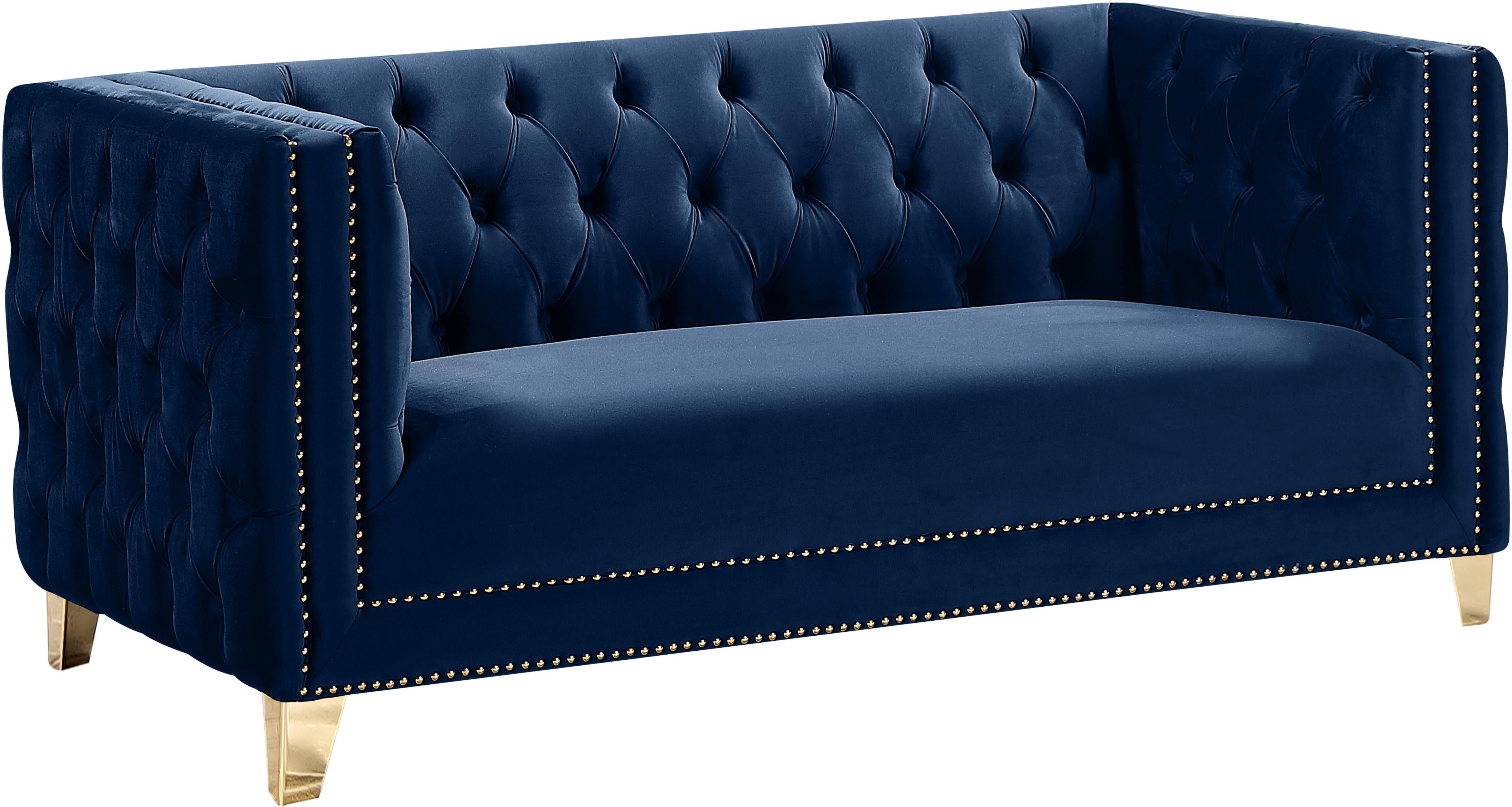 Michelle Navy Velvet Loveseat - Luxury Home Furniture (MI)