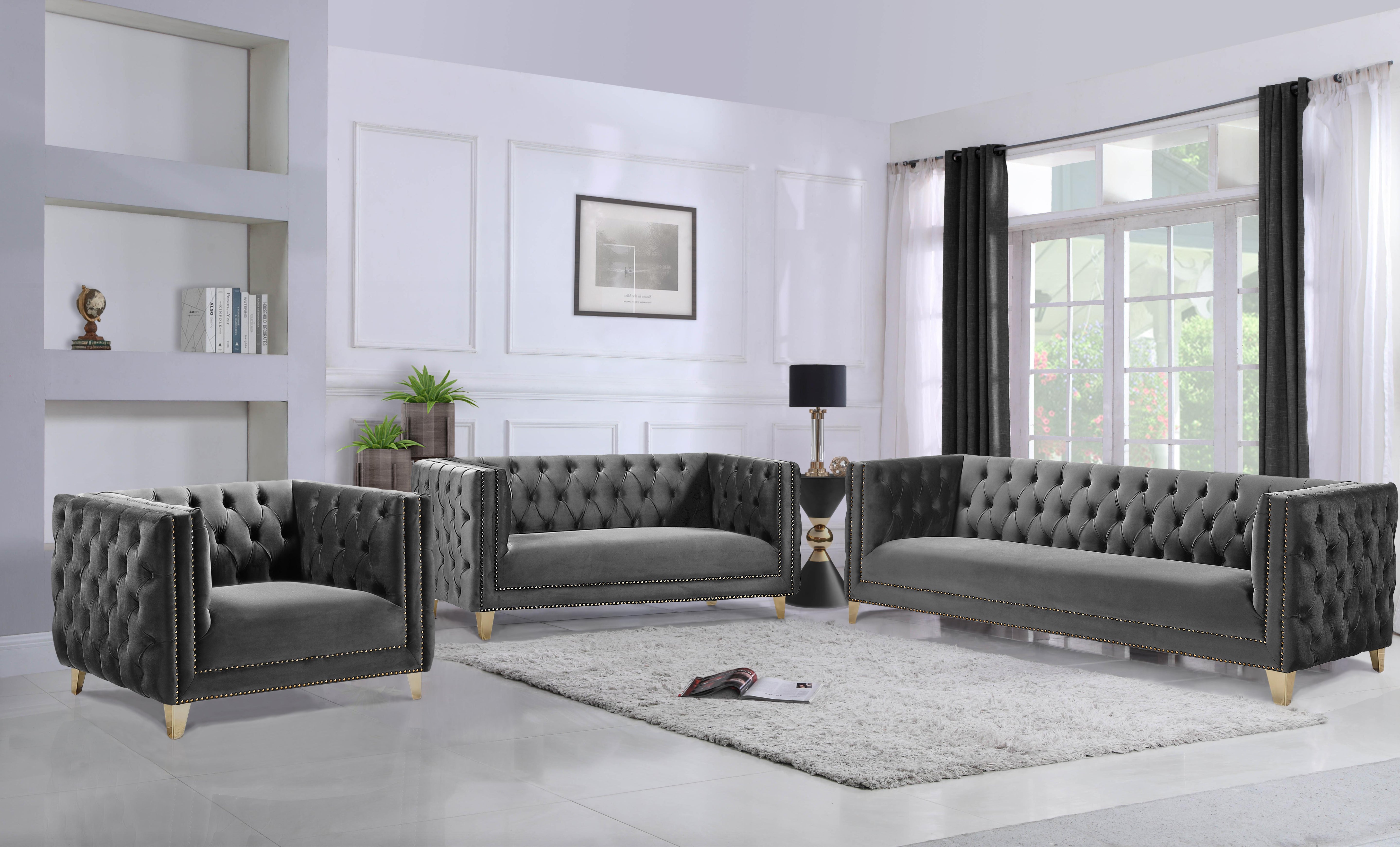Michelle Grey Velvet Sofa - Luxury Home Furniture (MI)