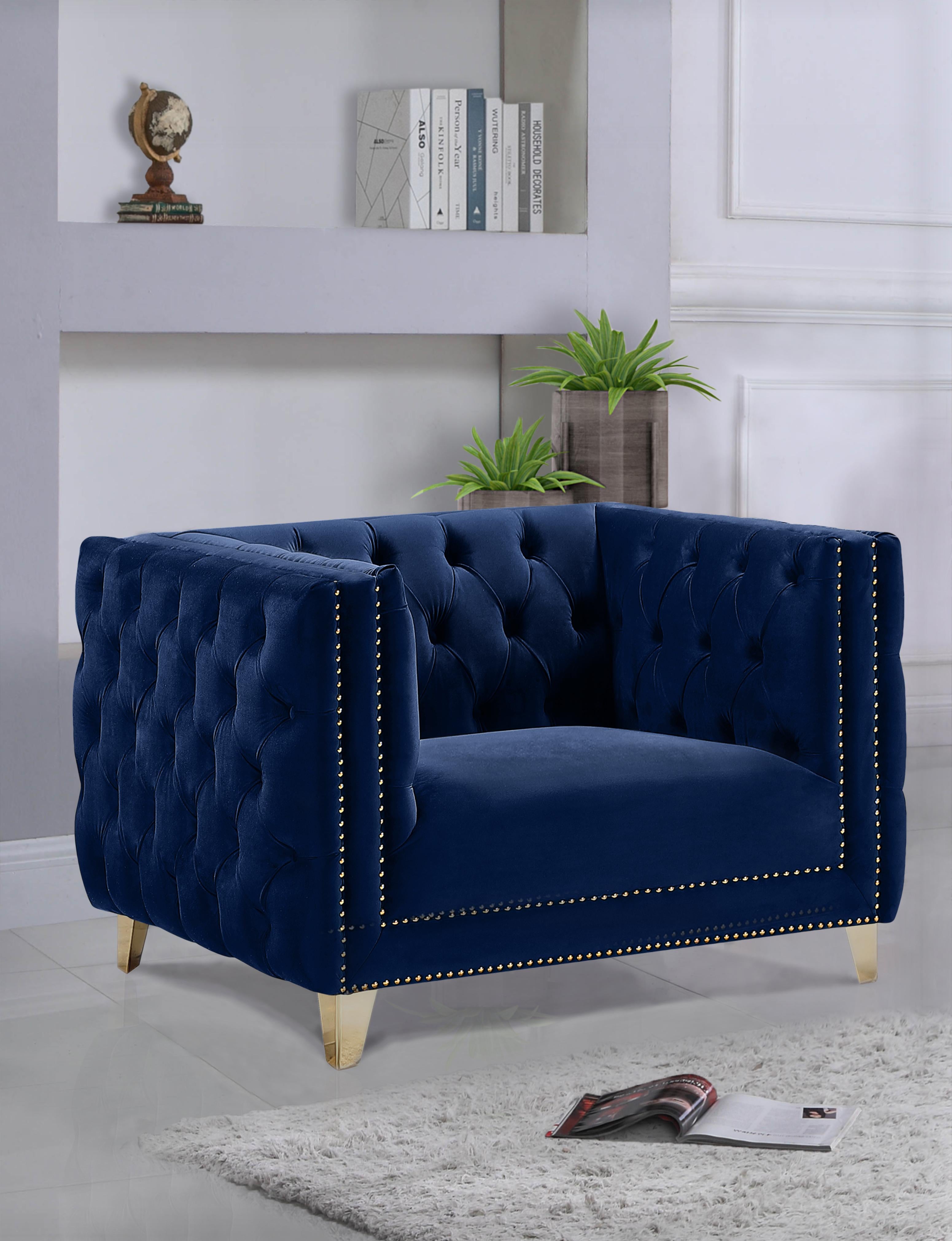 Michelle Navy Velvet Chair - Luxury Home Furniture (MI)