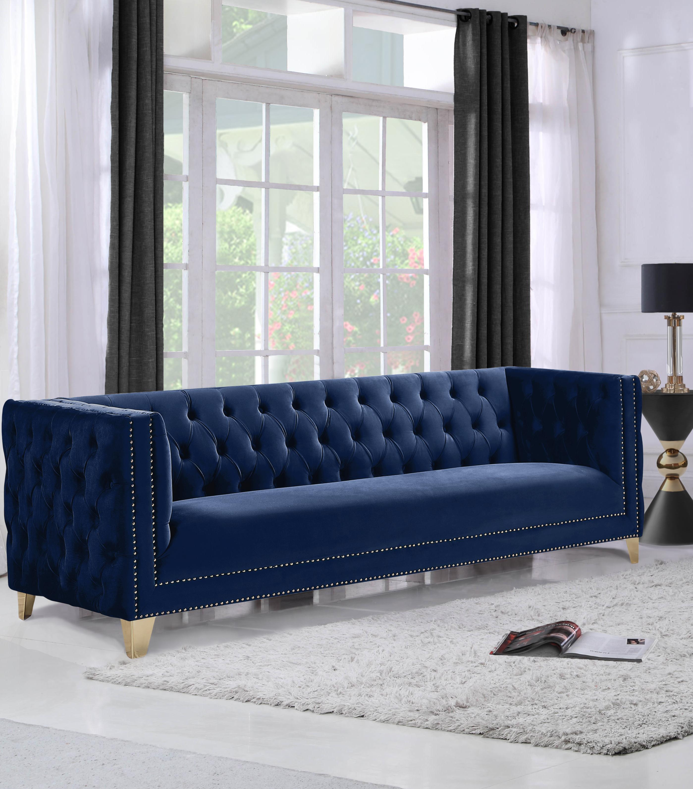 Michelle Navy Velvet Sofa - Luxury Home Furniture (MI)