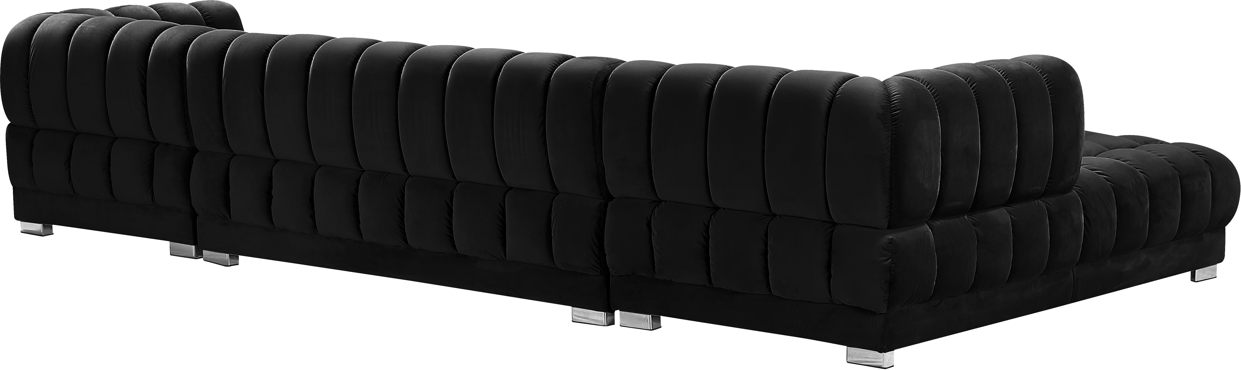 Gwen Black Velvet 3pc. Sectional (3 Boxes) - Luxury Home Furniture (MI)