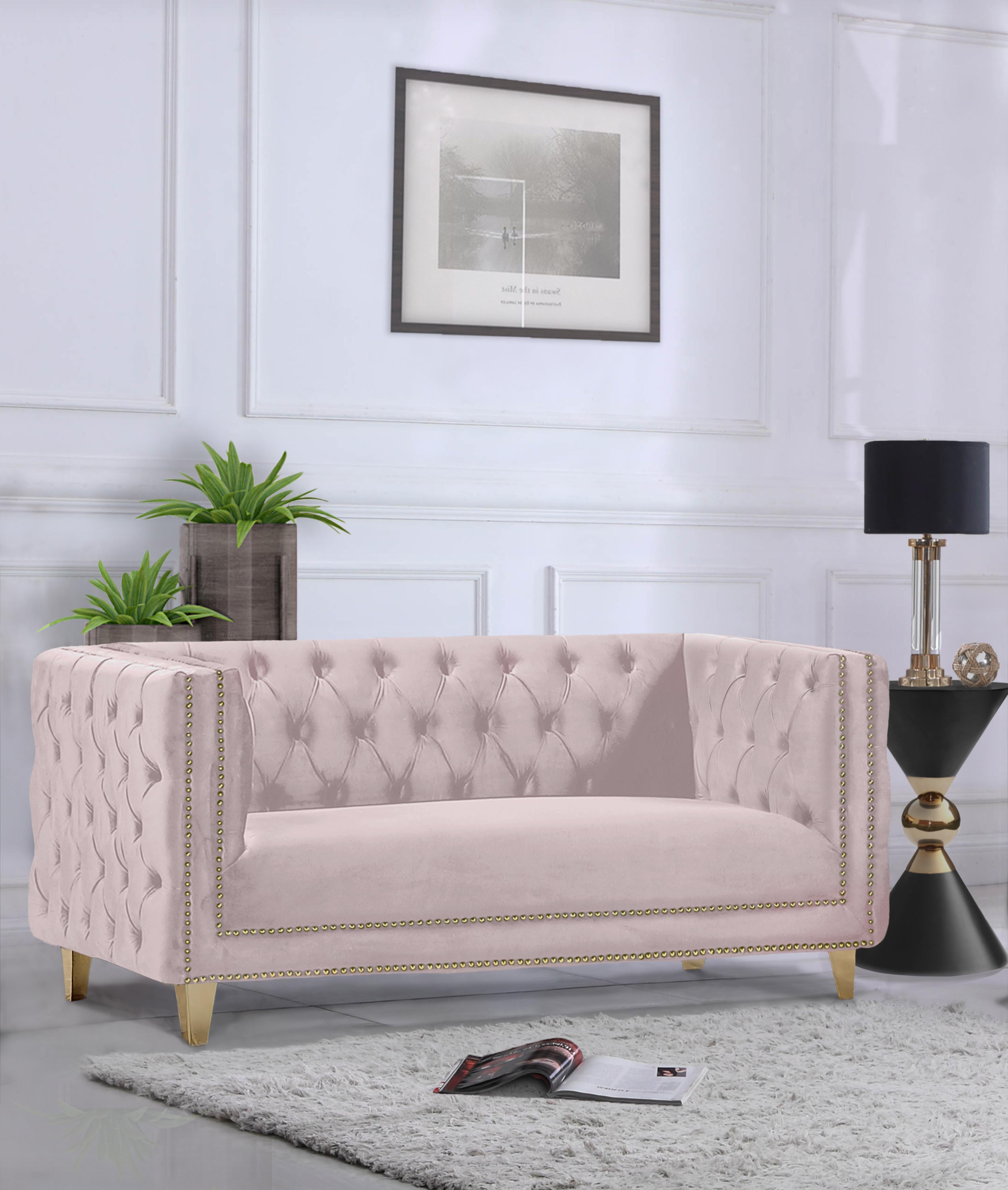 Michelle Pink Velvet Loveseat - Luxury Home Furniture (MI)