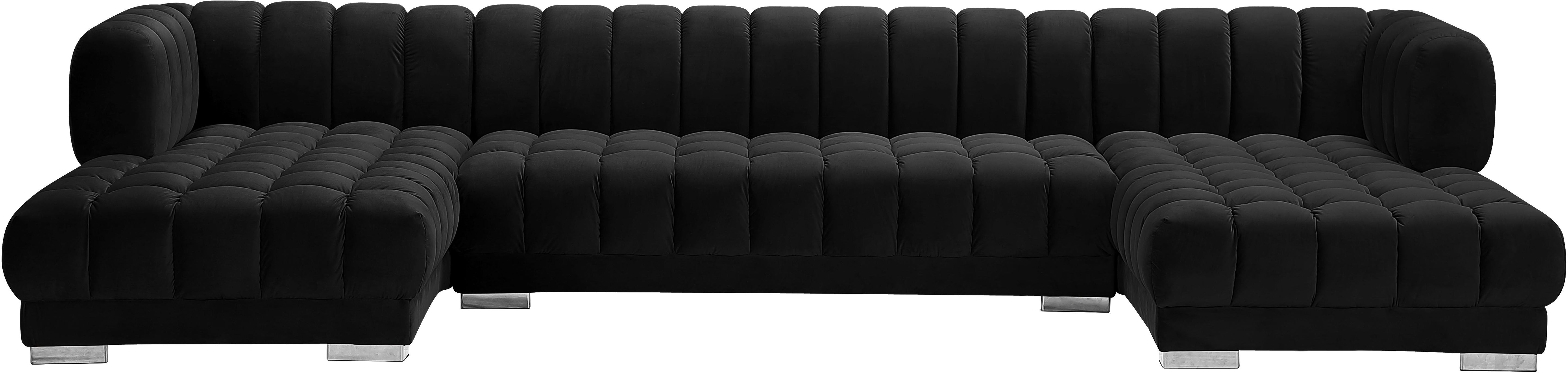 Gwen Black Velvet 3pc. Sectional (3 Boxes) - Luxury Home Furniture (MI)