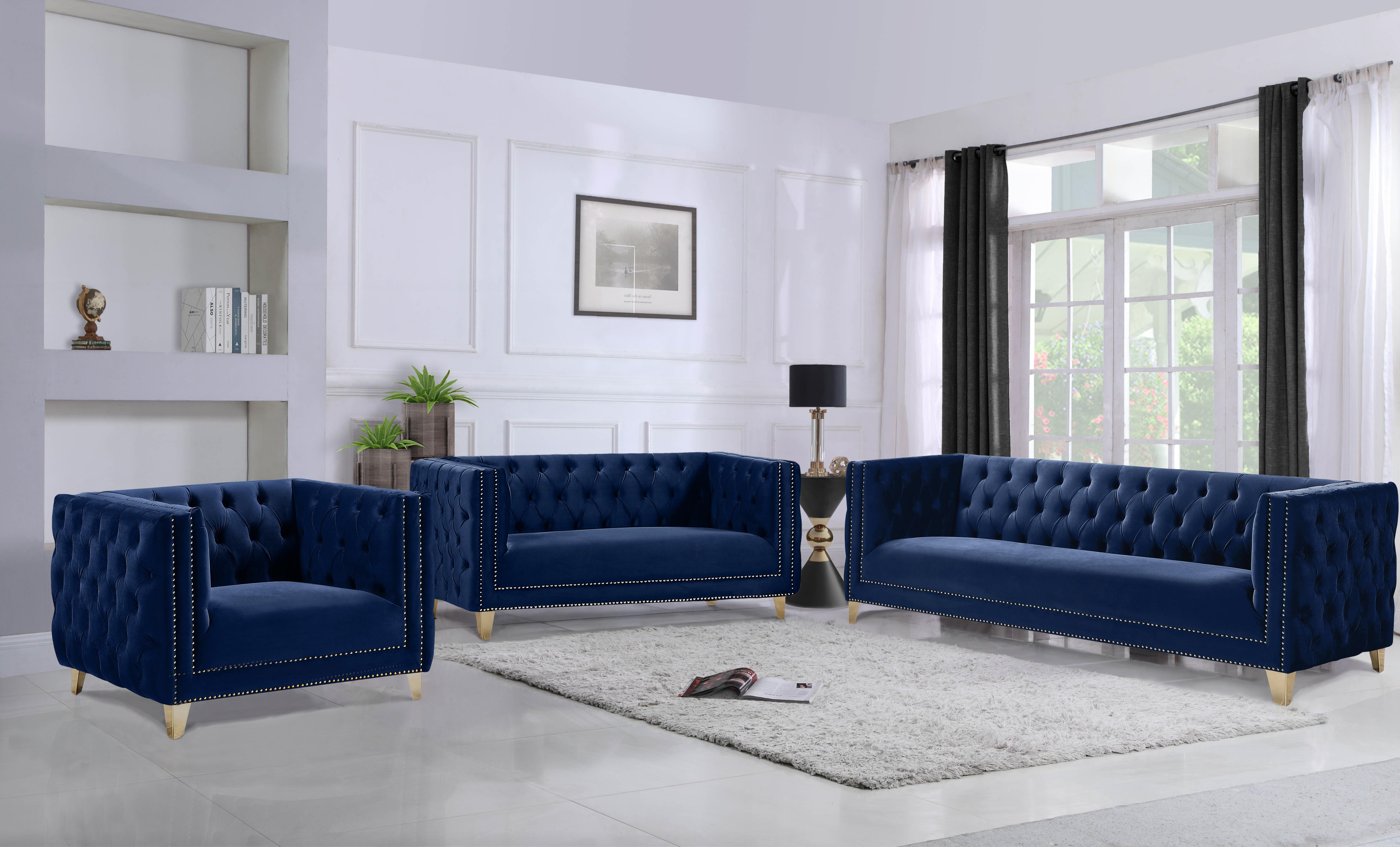 Michelle Navy Velvet Sofa - Luxury Home Furniture (MI)