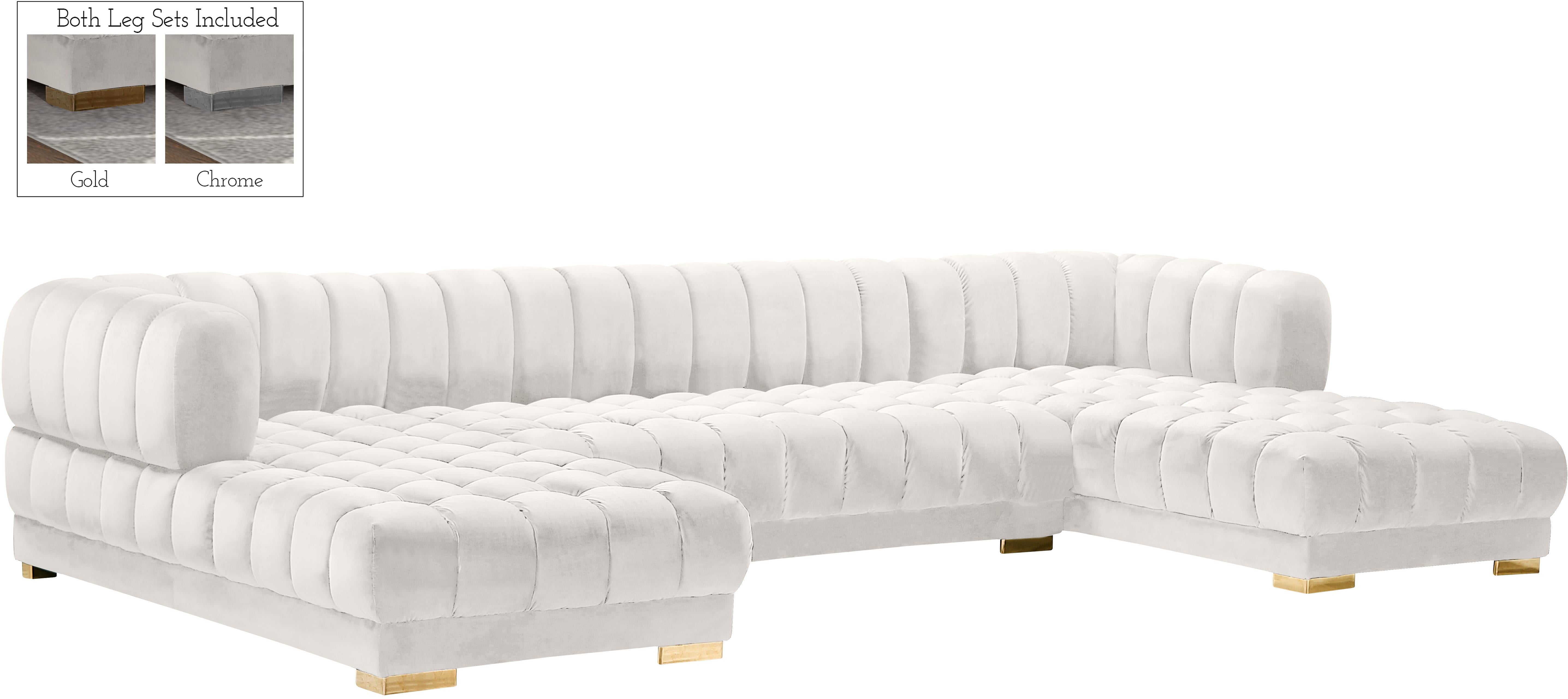 Gwen Cream Velvet 3pc. Sectional (3 Boxes) - Luxury Home Furniture (MI)