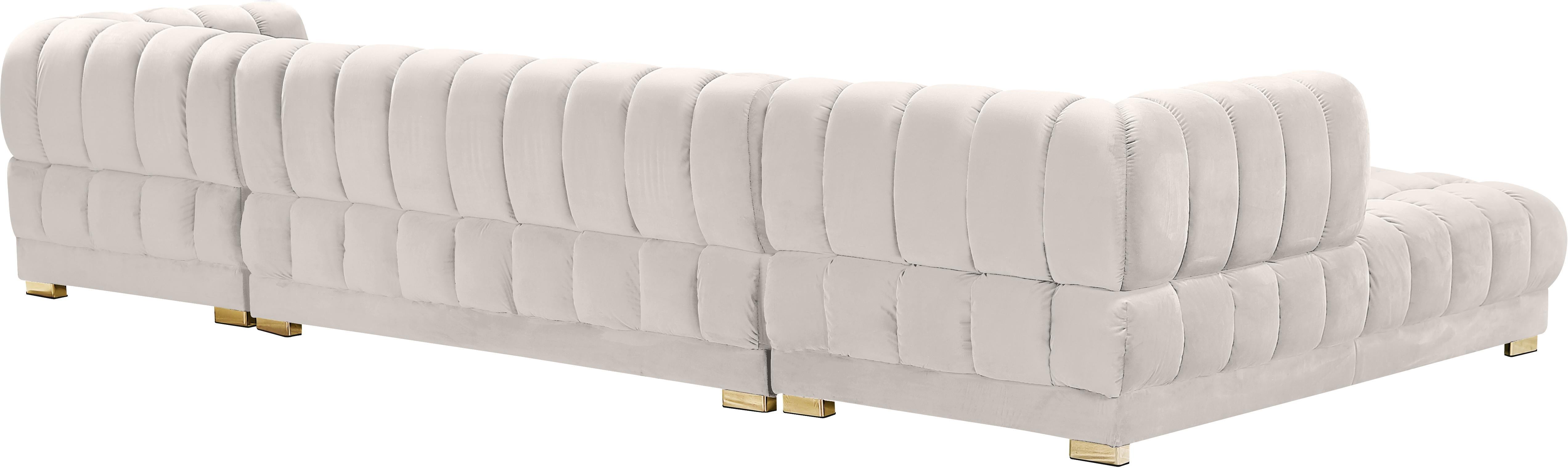 Gwen Cream Velvet 3pc. Sectional (3 Boxes) - Luxury Home Furniture (MI)