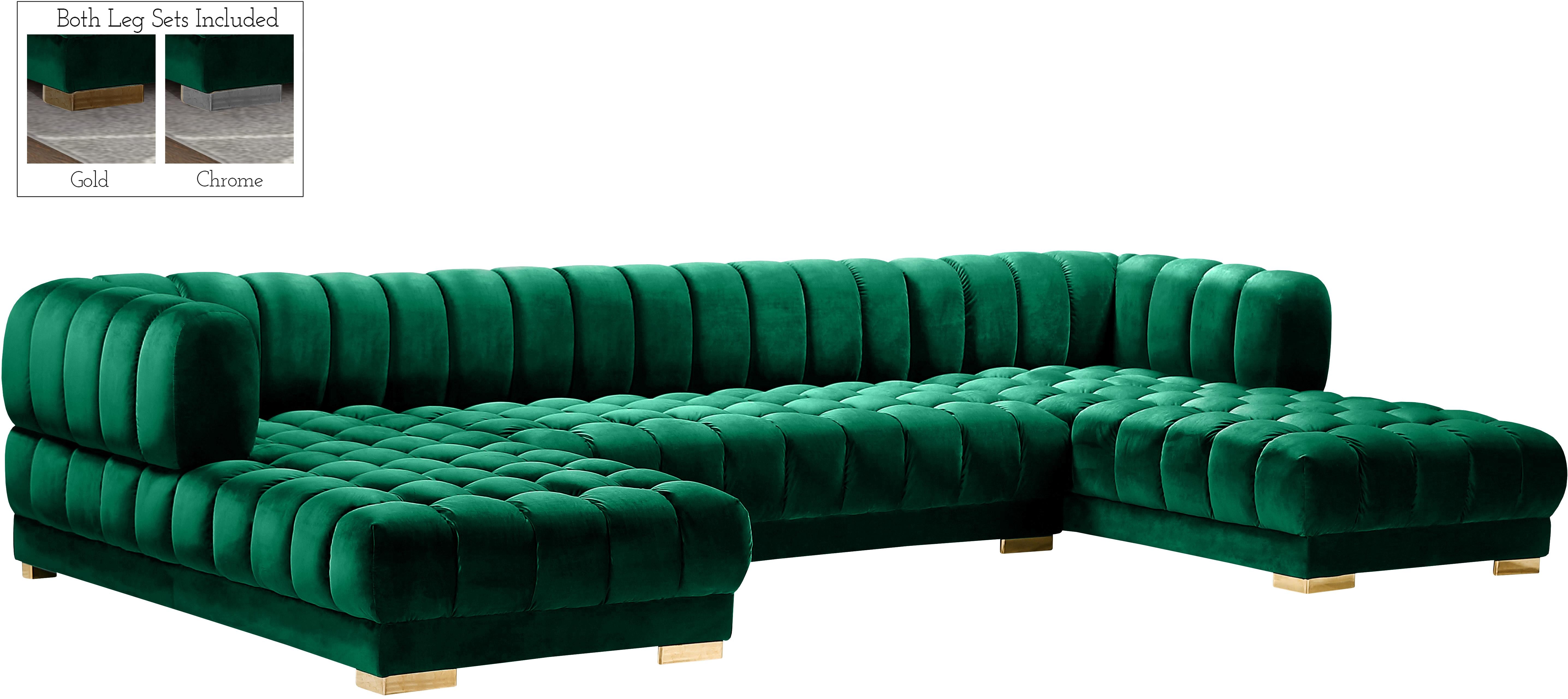 Gwen Green Velvet 3pc. Sectional (3 Boxes) - Luxury Home Furniture (MI)