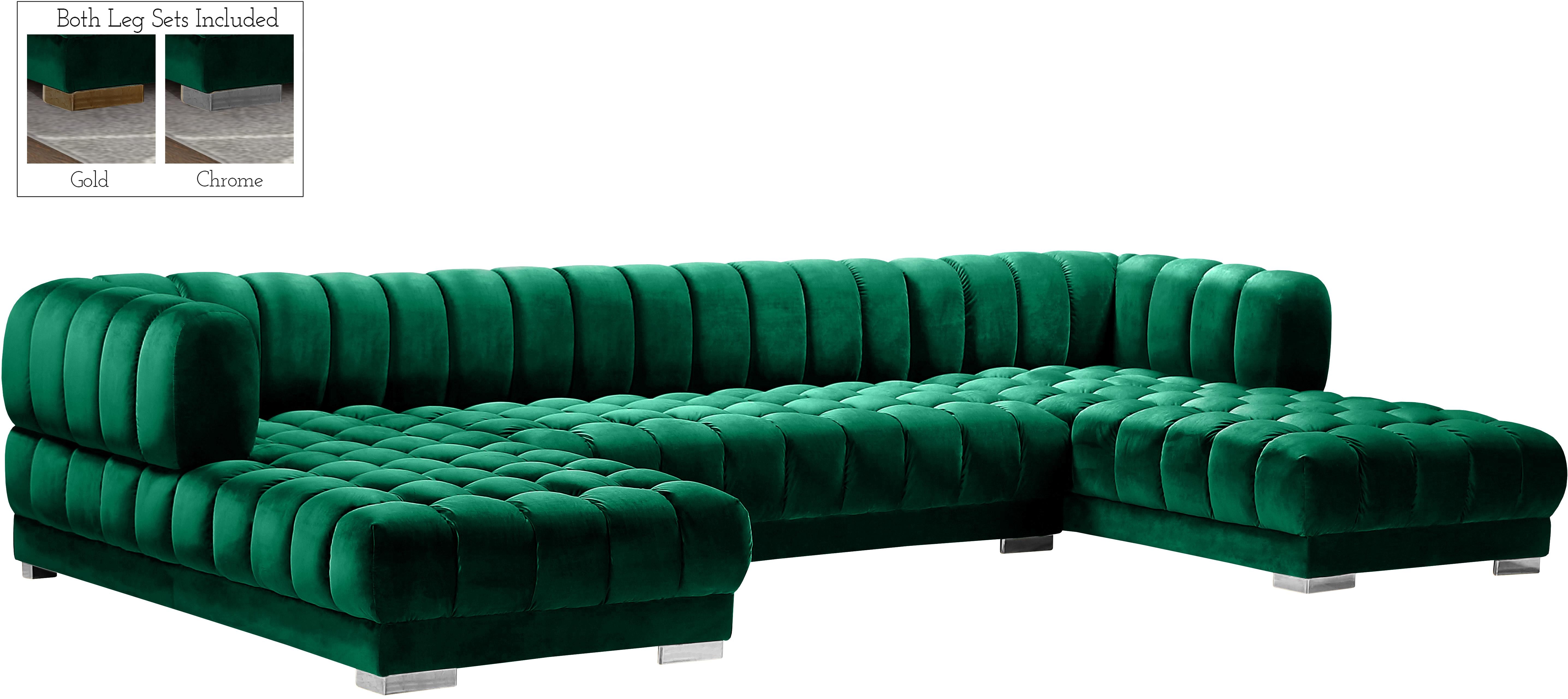 Gwen Green Velvet 3pc. Sectional (3 Boxes) - Luxury Home Furniture (MI)