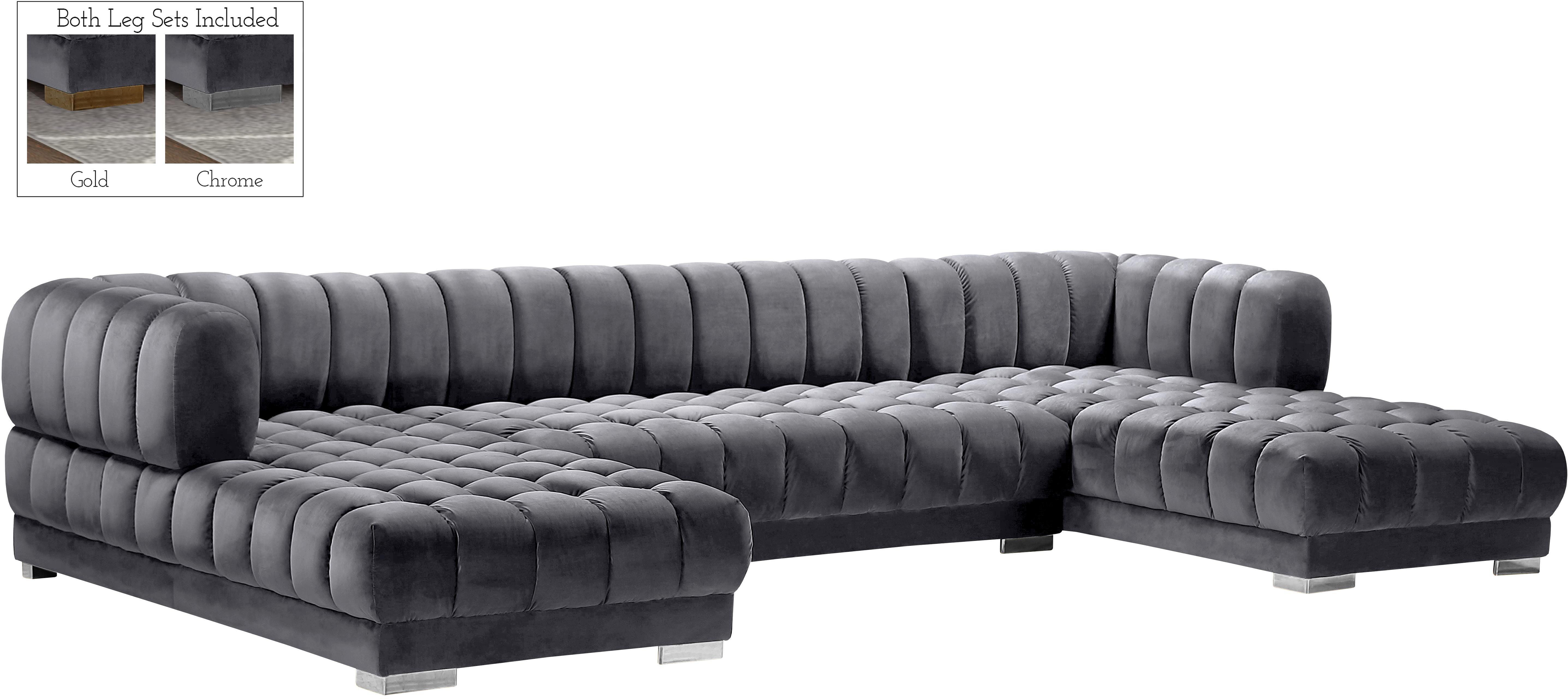 Gwen Grey Velvet 3pc. Sectional (3 Boxes) - Luxury Home Furniture (MI)