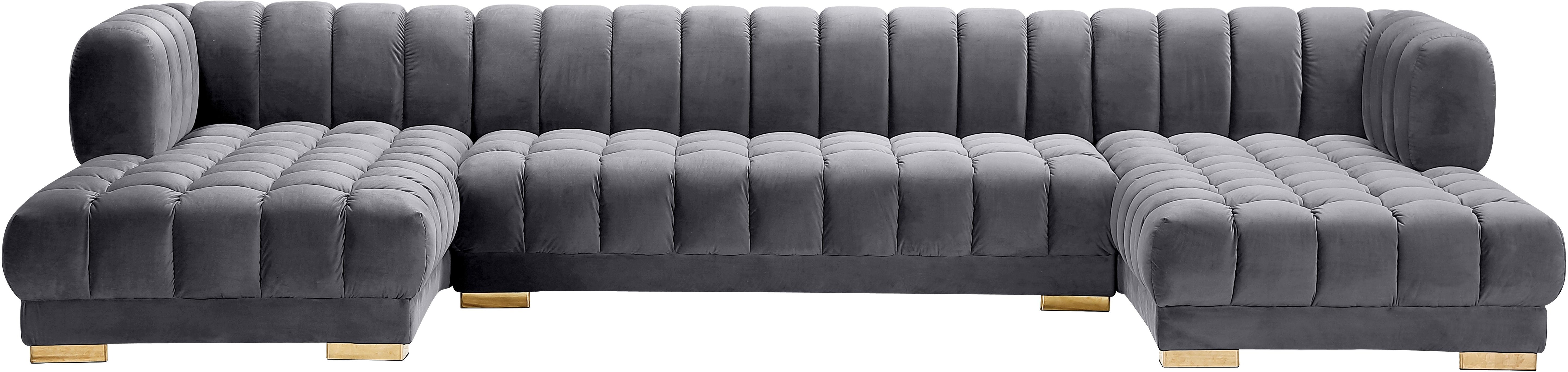 Gwen Grey Velvet 3pc. Sectional (3 Boxes) - Luxury Home Furniture (MI)