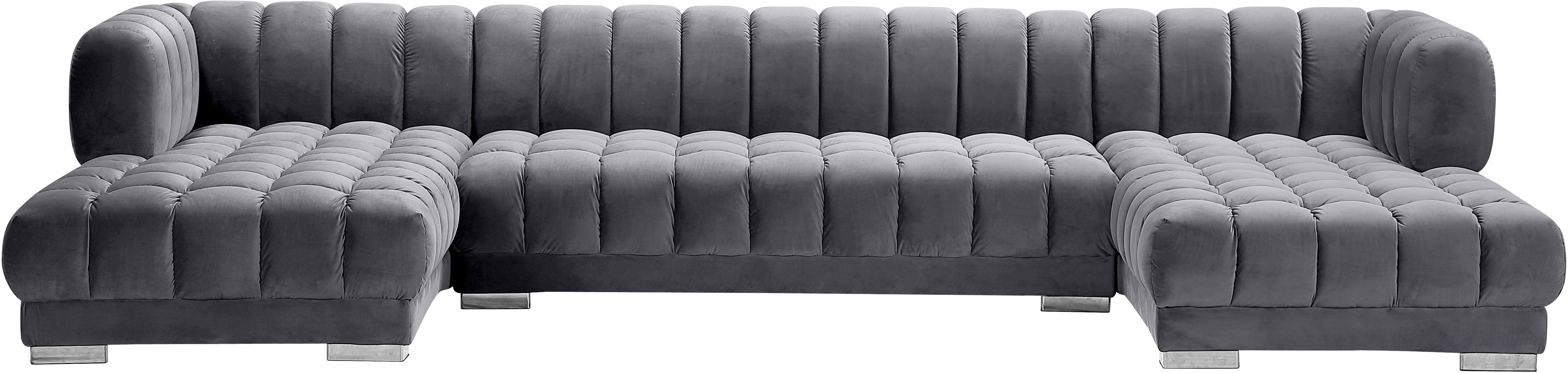 Gwen Grey Velvet 3pc. Sectional (3 Boxes) - Luxury Home Furniture (MI)