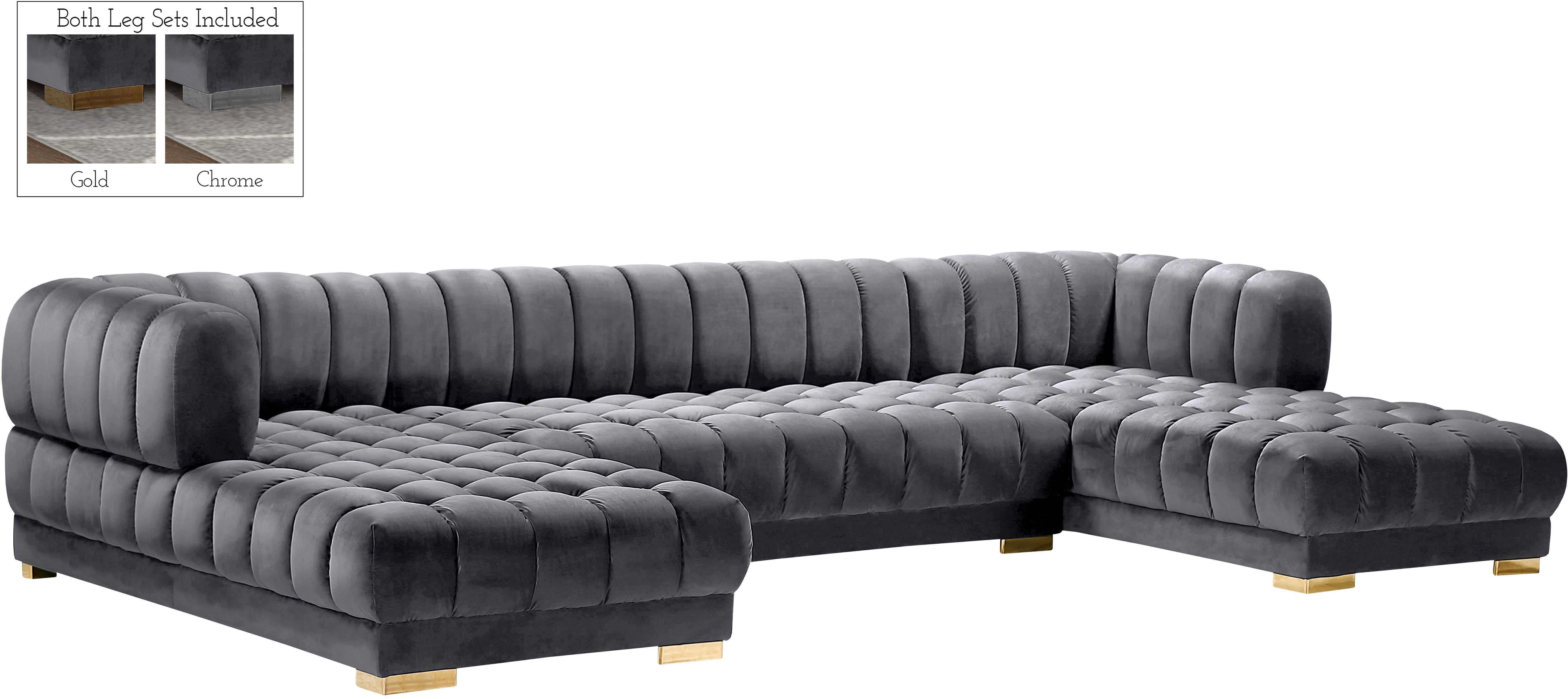 Gwen Grey Velvet 3pc. Sectional (3 Boxes) - Luxury Home Furniture (MI)