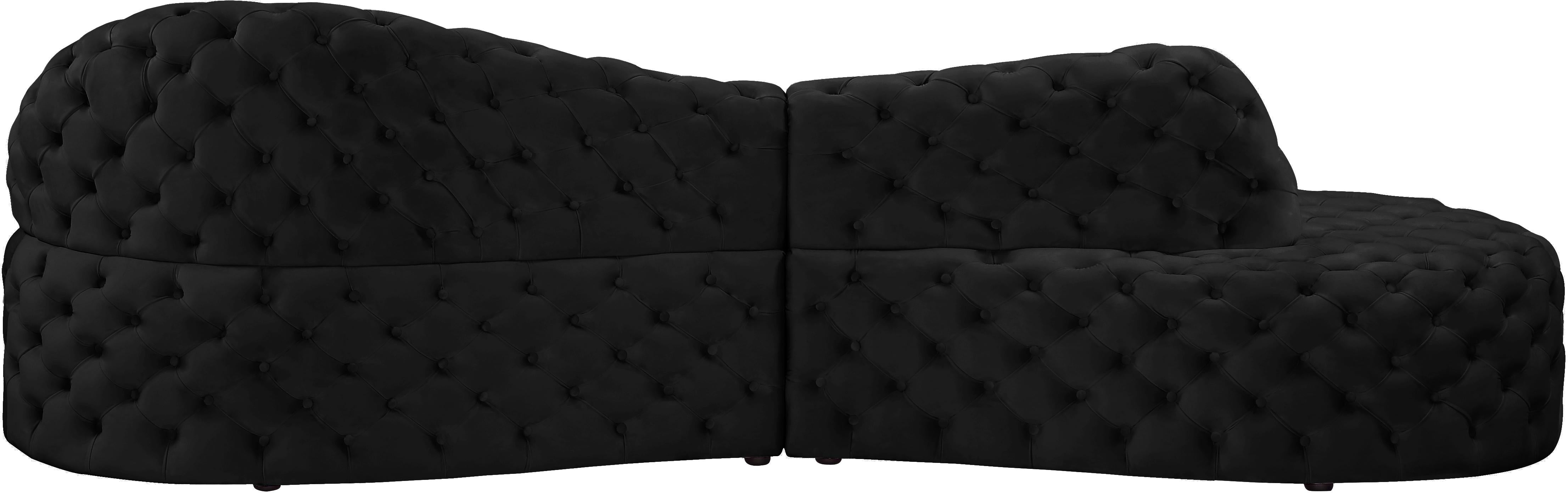 Royal Black Velvet 2pc. Sectional - Luxury Home Furniture (MI)