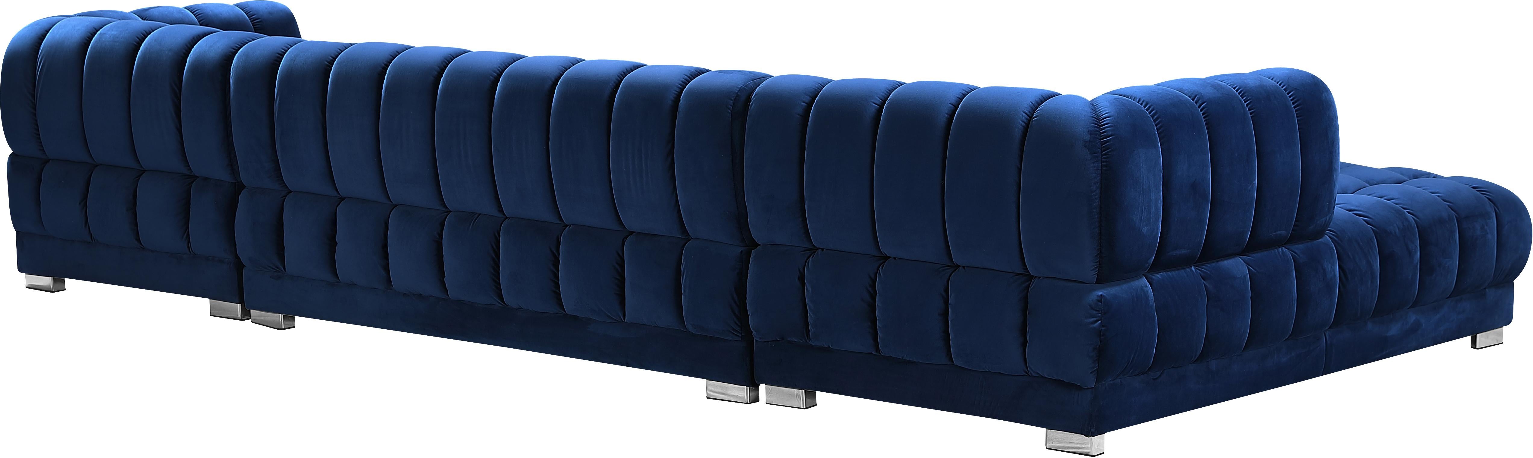 Gwen Navy Velvet 3pc. Sectional (3 Boxes) - Luxury Home Furniture (MI)