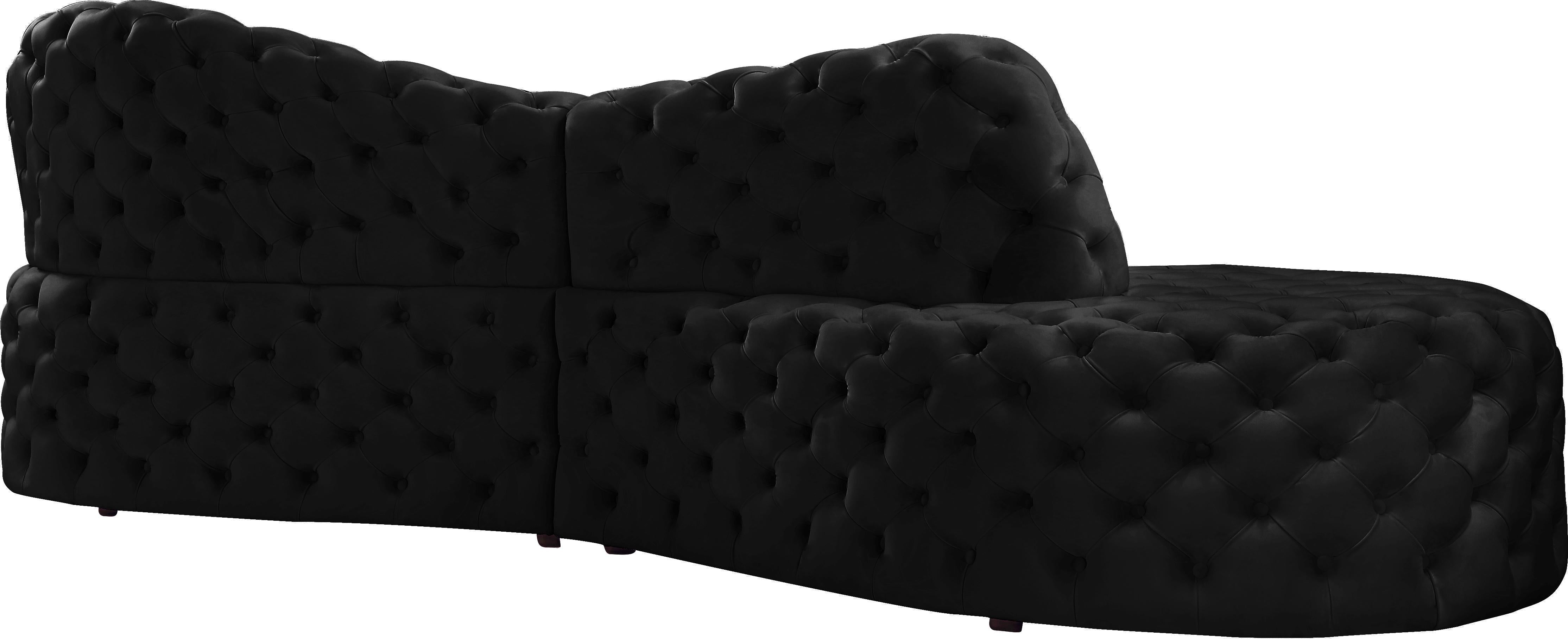 Royal Black Velvet 2pc. Sectional - Luxury Home Furniture (MI)
