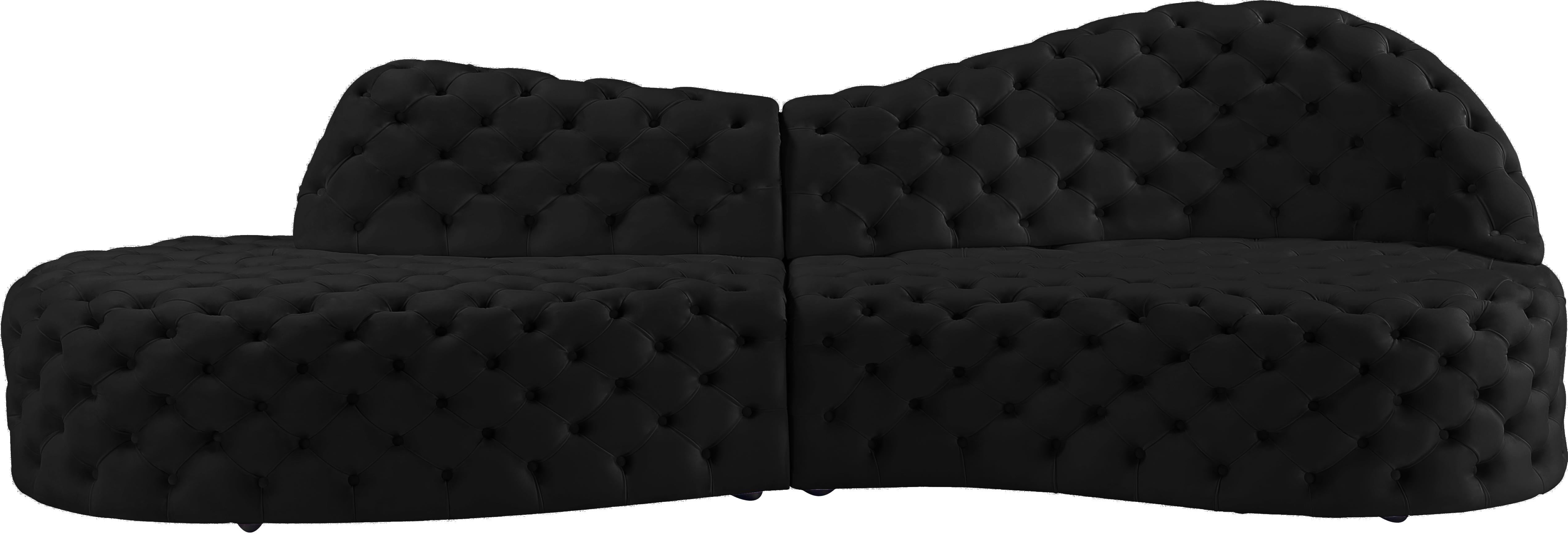 Royal Black Velvet 2pc. Sectional - Luxury Home Furniture (MI)