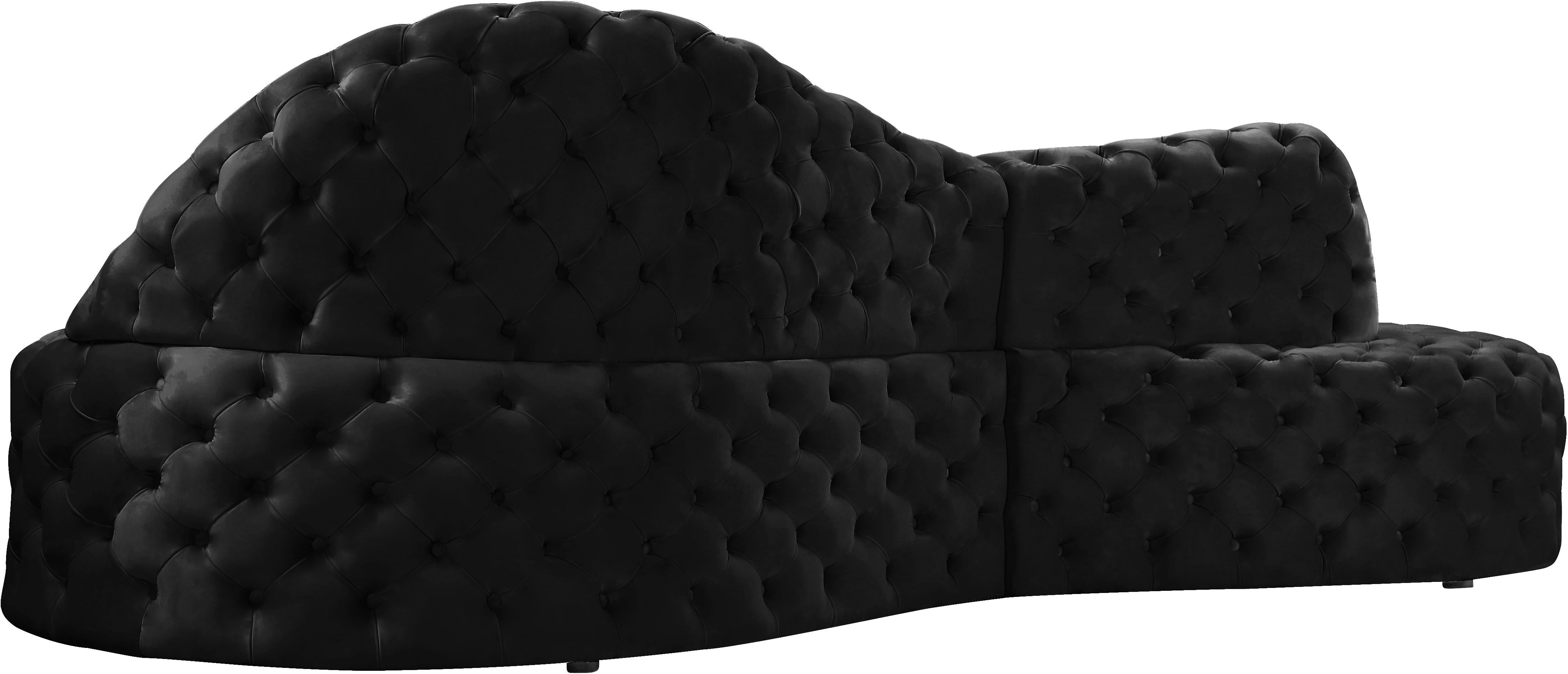 Royal Black Velvet 2pc. Sectional - Luxury Home Furniture (MI)