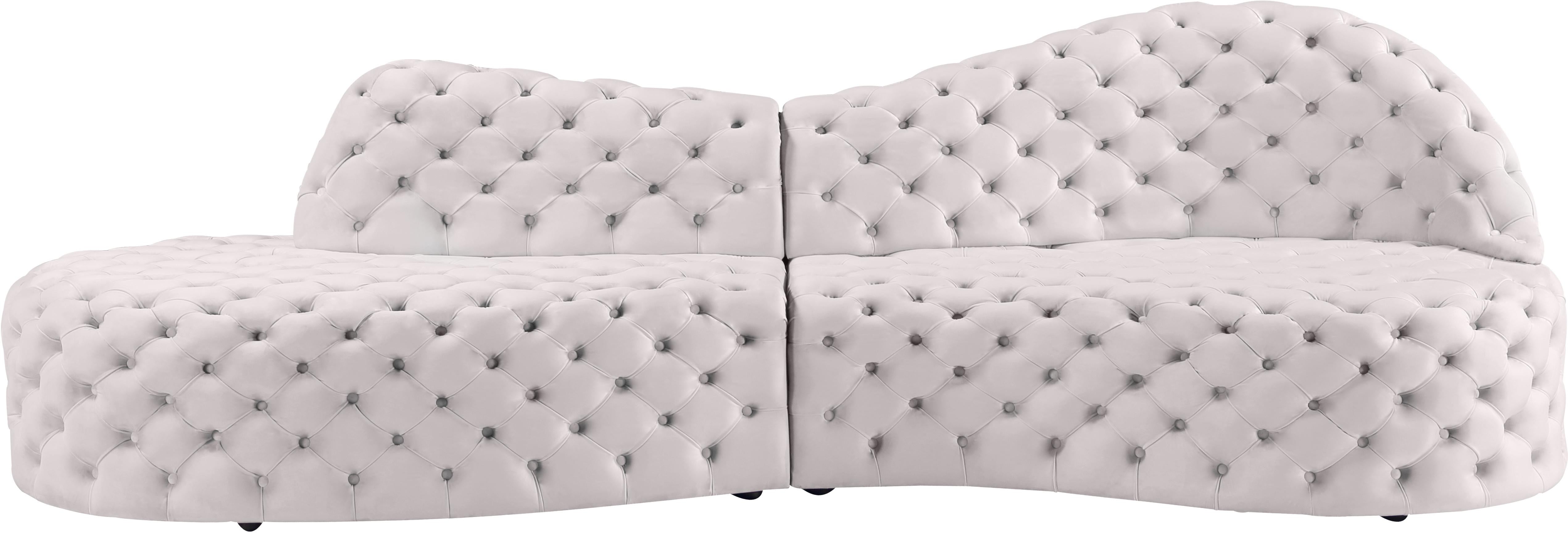 Royal Cream Velvet 2pc. Sectional - Luxury Home Furniture (MI)