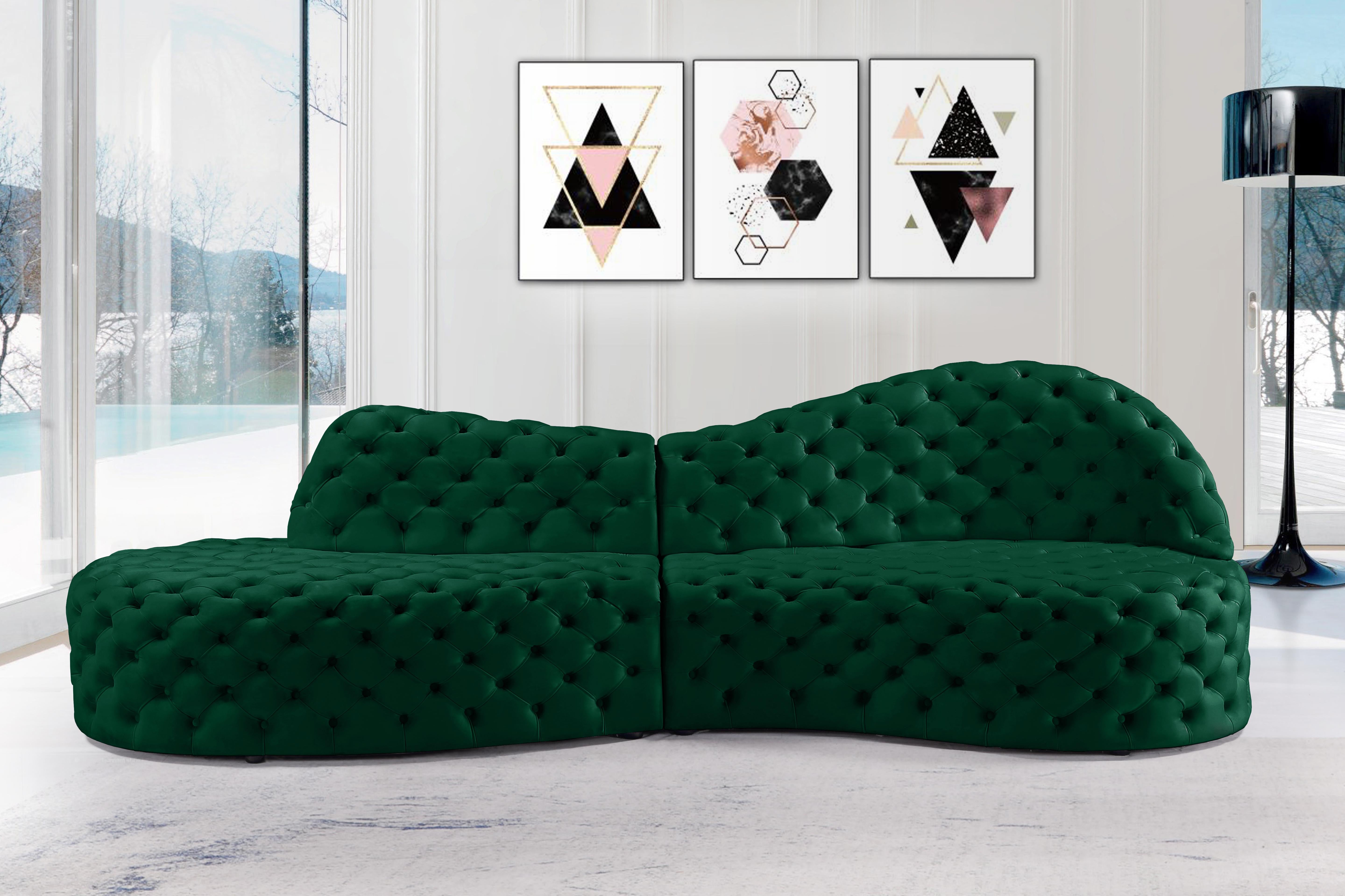 Royal Green Velvet 2pc. Sectional - Luxury Home Furniture (MI)