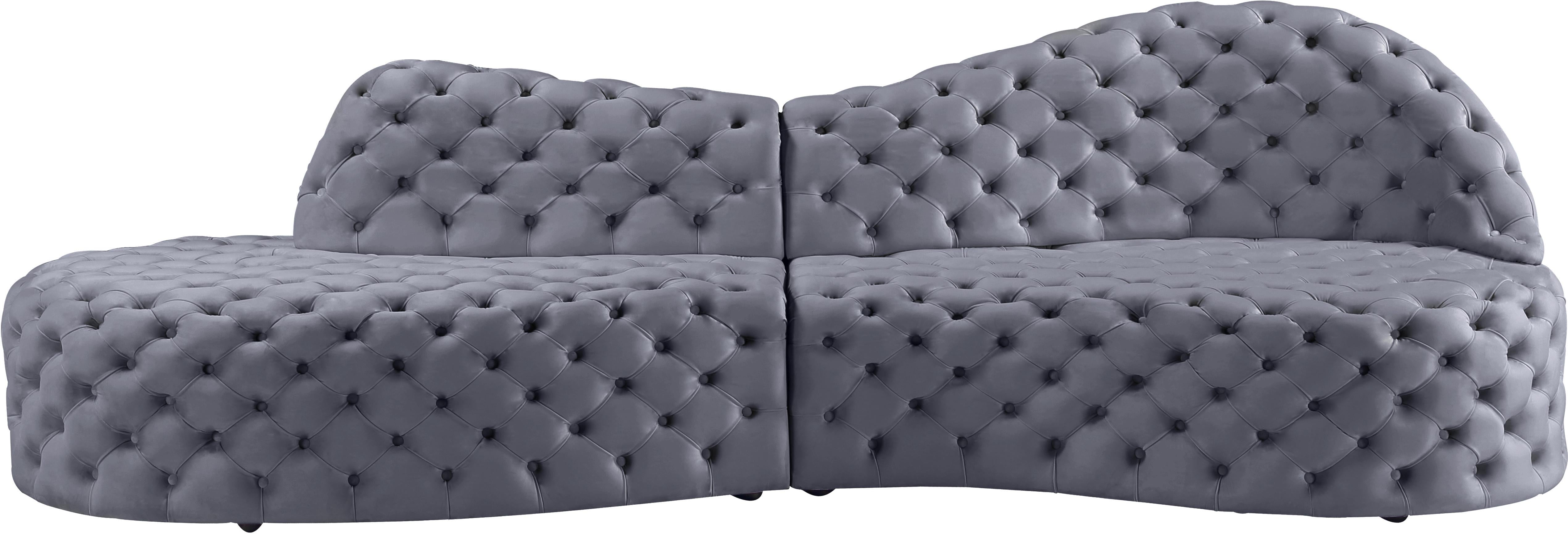 Royal Grey Velvet 2pc. Sectional - Luxury Home Furniture (MI)
