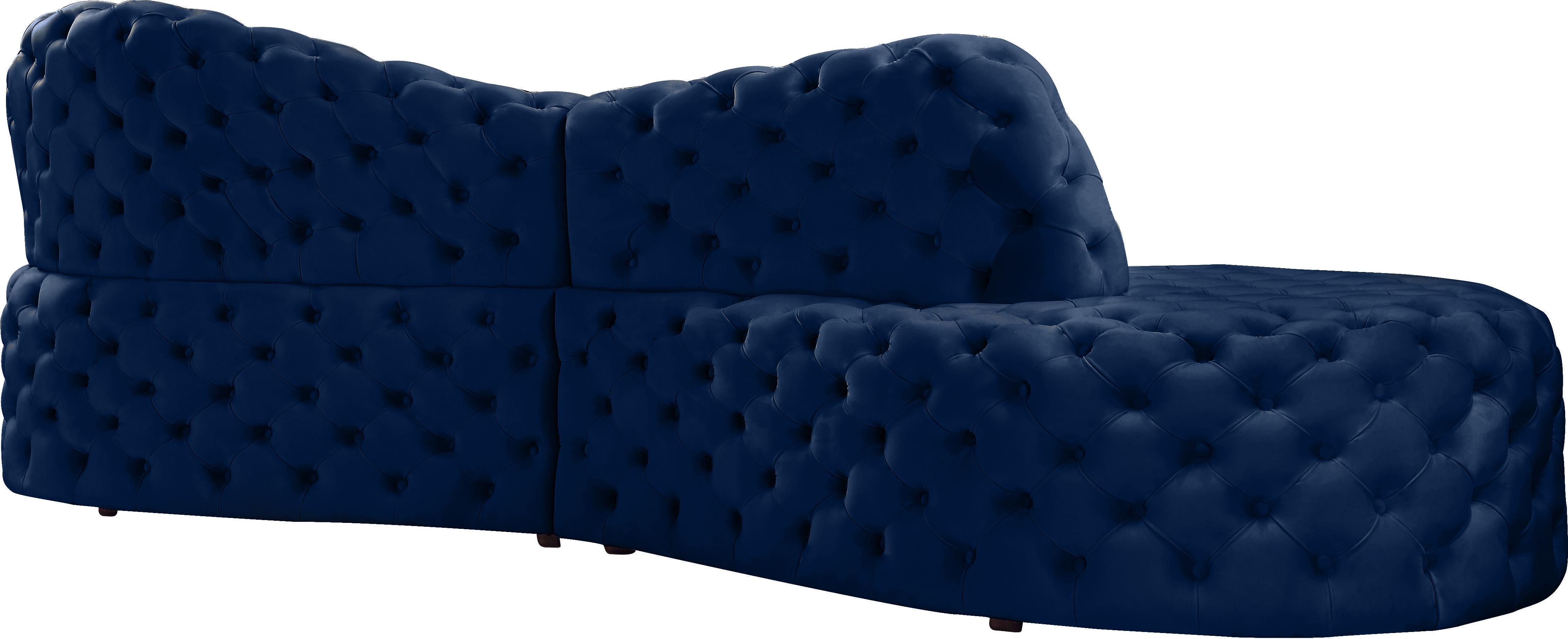 Royal Navy Velvet 2pc. Sectional - Luxury Home Furniture (MI)