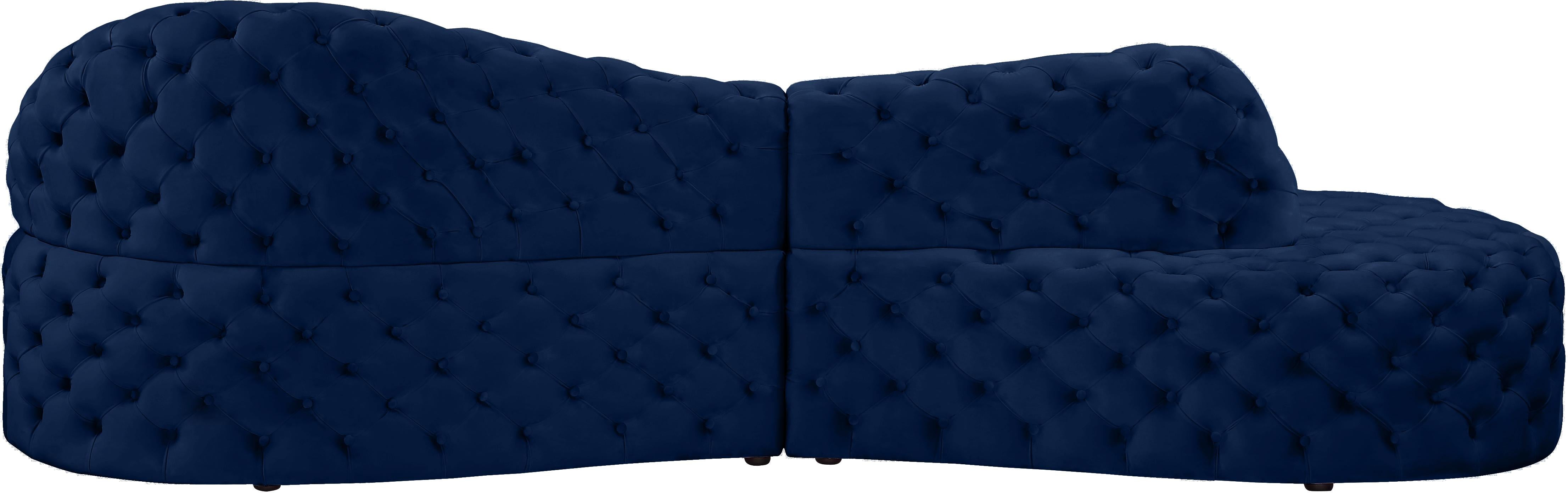 Royal Navy Velvet 2pc. Sectional - Luxury Home Furniture (MI)