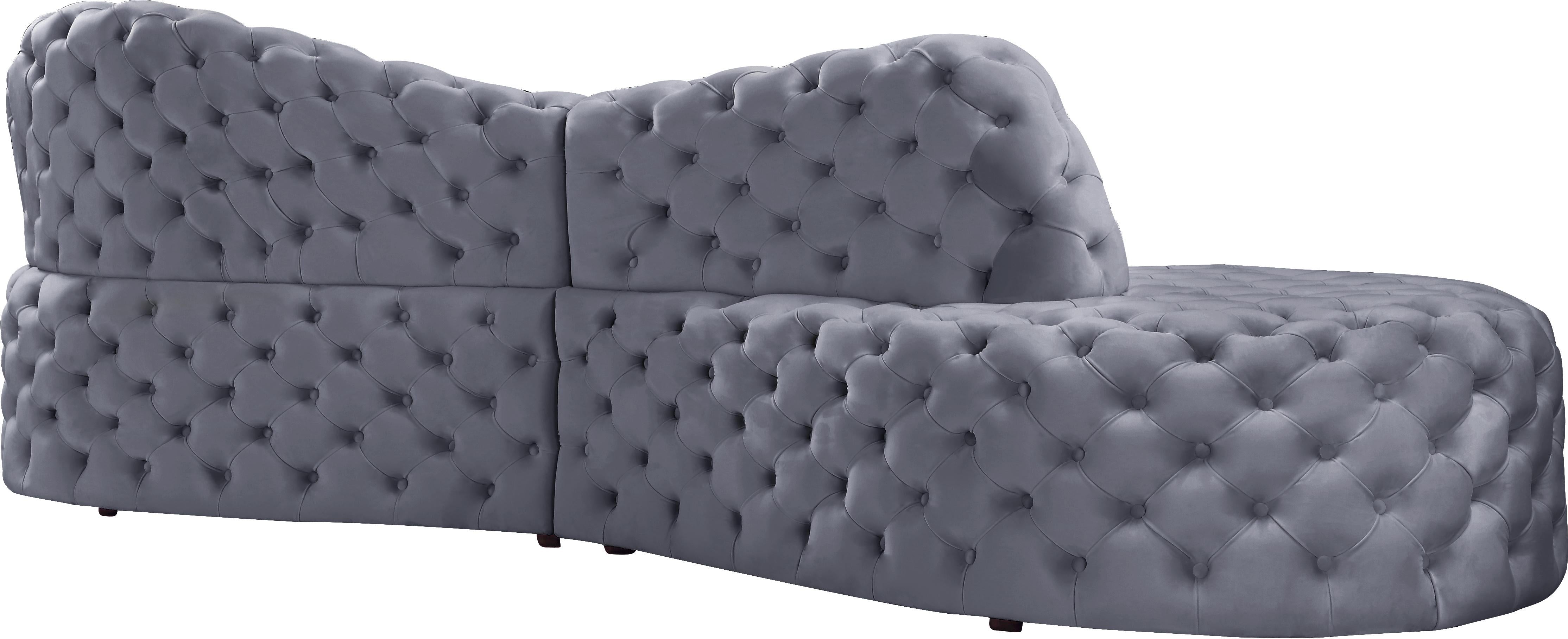 Royal Grey Velvet 2pc. Sectional - Luxury Home Furniture (MI)