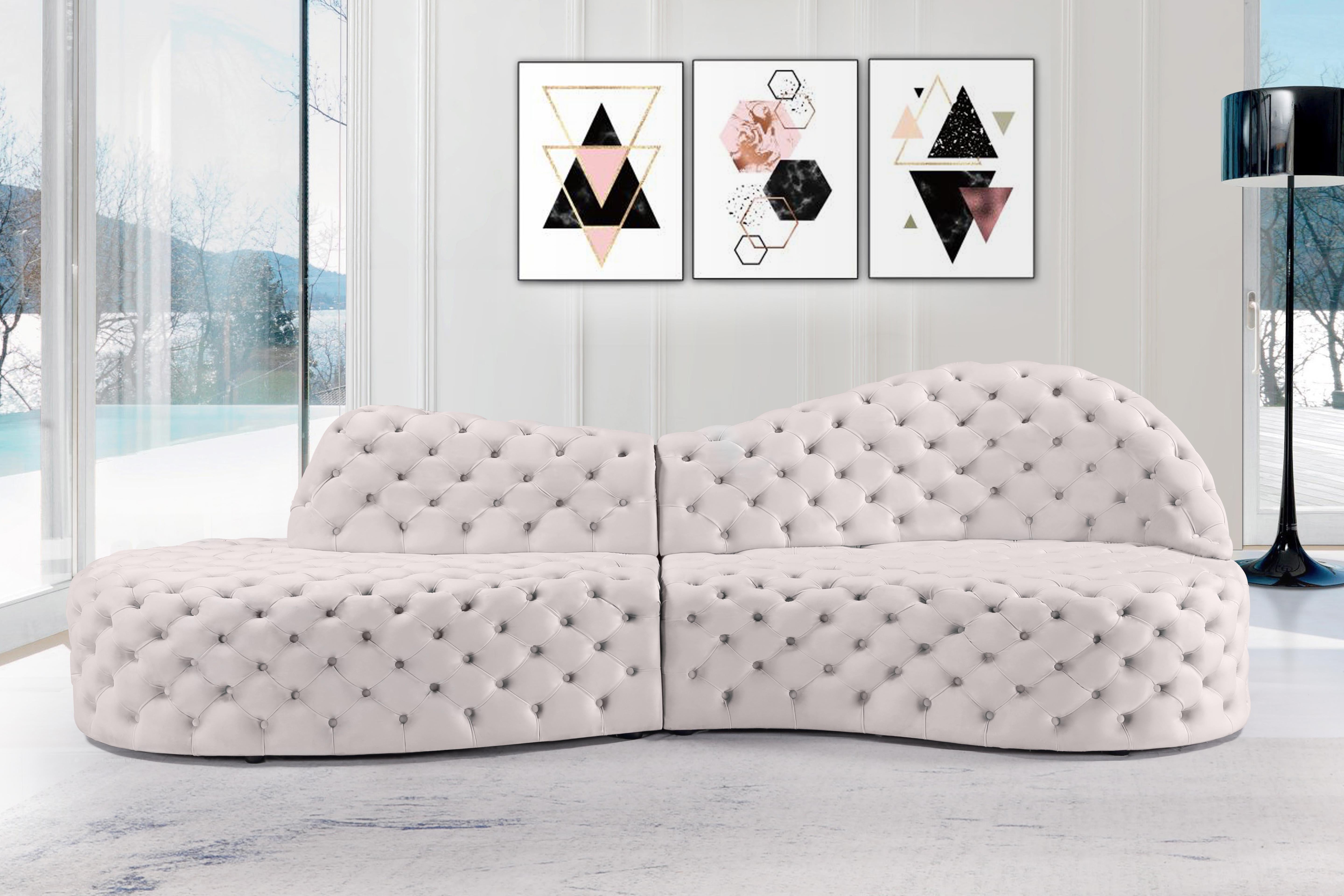 Royal Cream Velvet 2pc. Sectional - Luxury Home Furniture (MI)
