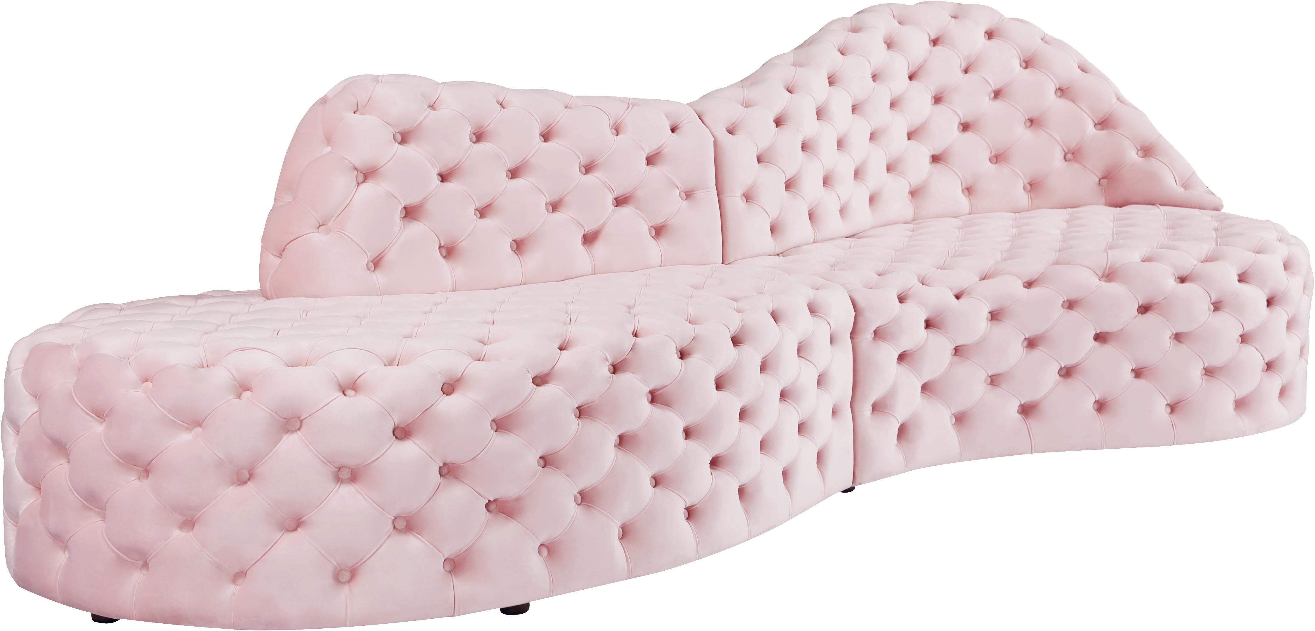 Royal Pink Velvet 2pc. Sectional